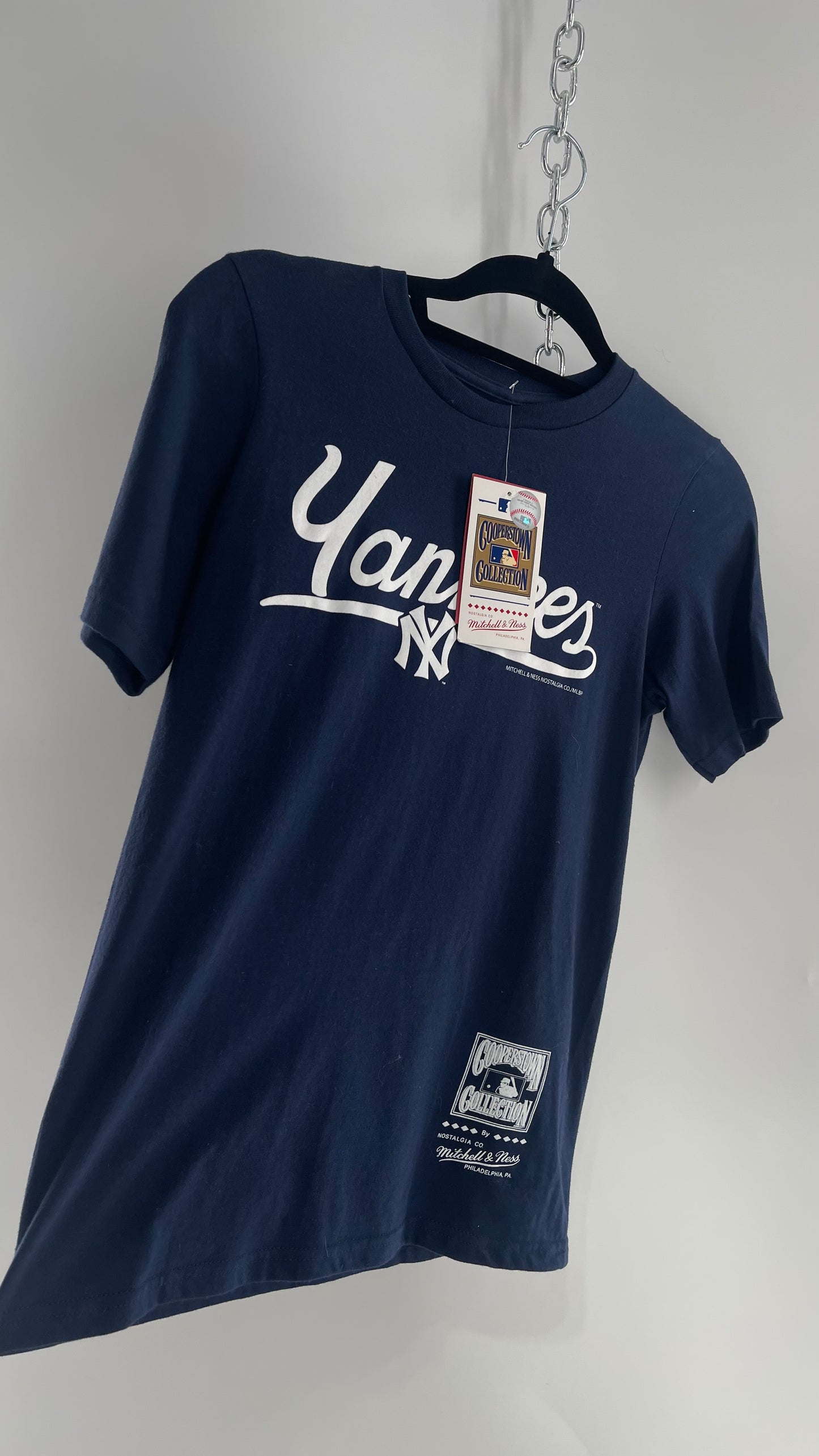 Official Navy Blue Yankees Baby T with Tags Attached Cooperstown Mitchell & Ness (S adult or 10/12 kids)