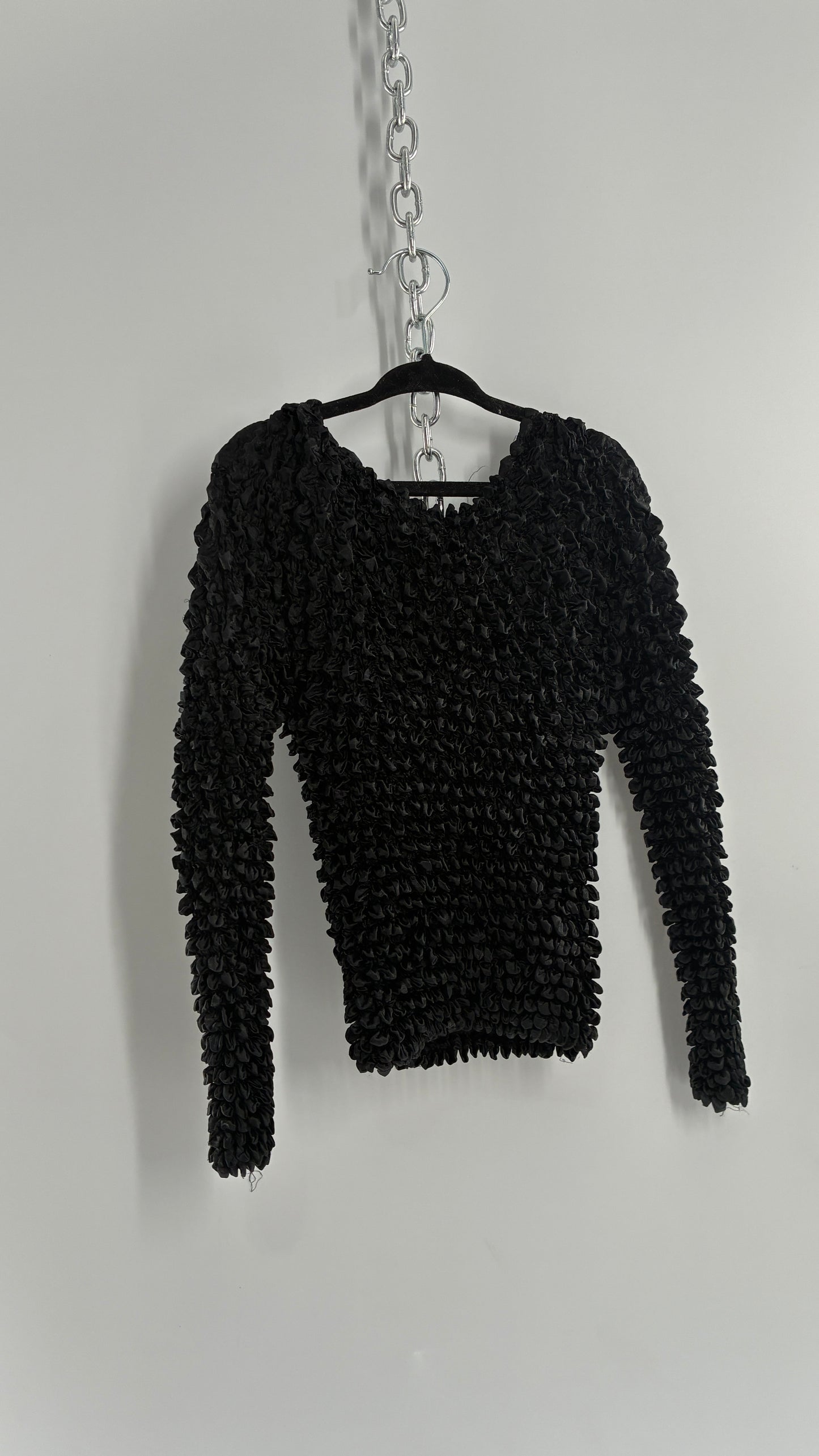 Vintage 1990s Black Popcorn Long Sleeve (One Size)