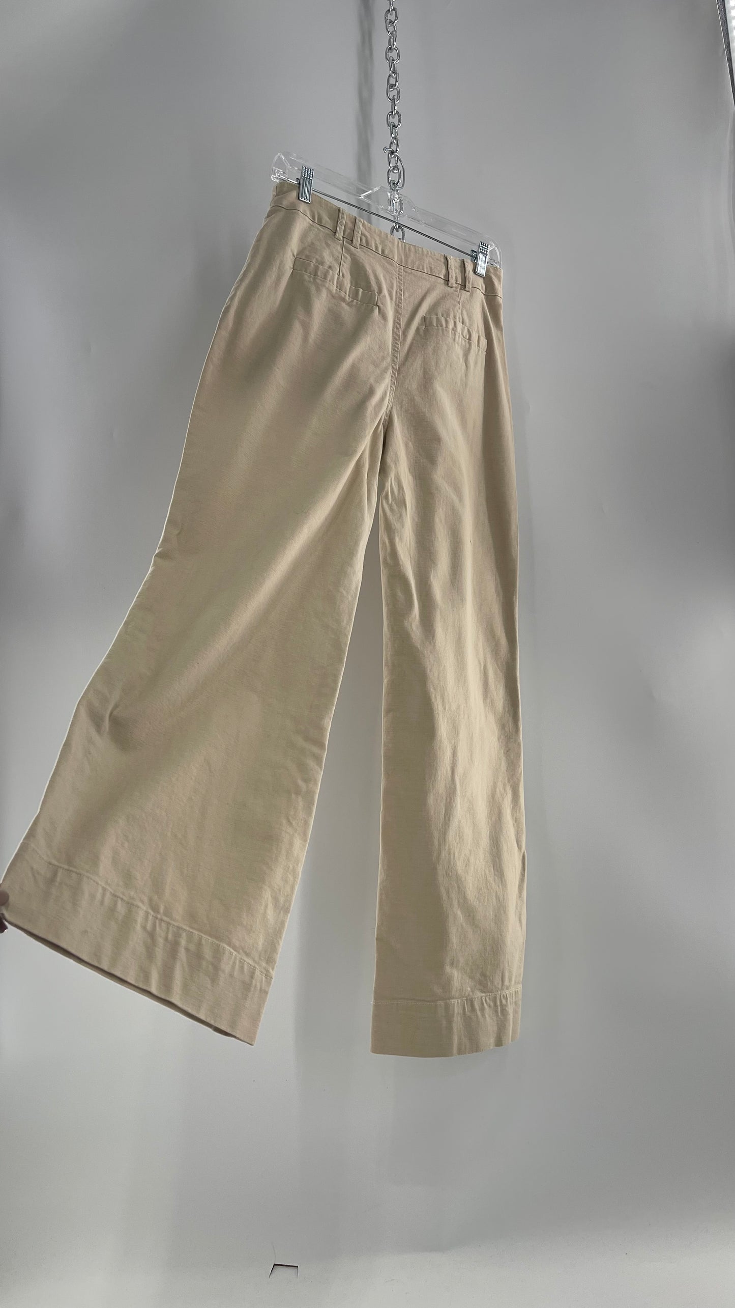 Avec Les Filles 97% Cotton Tan/Neutral Pleated Waist Trouser (S)