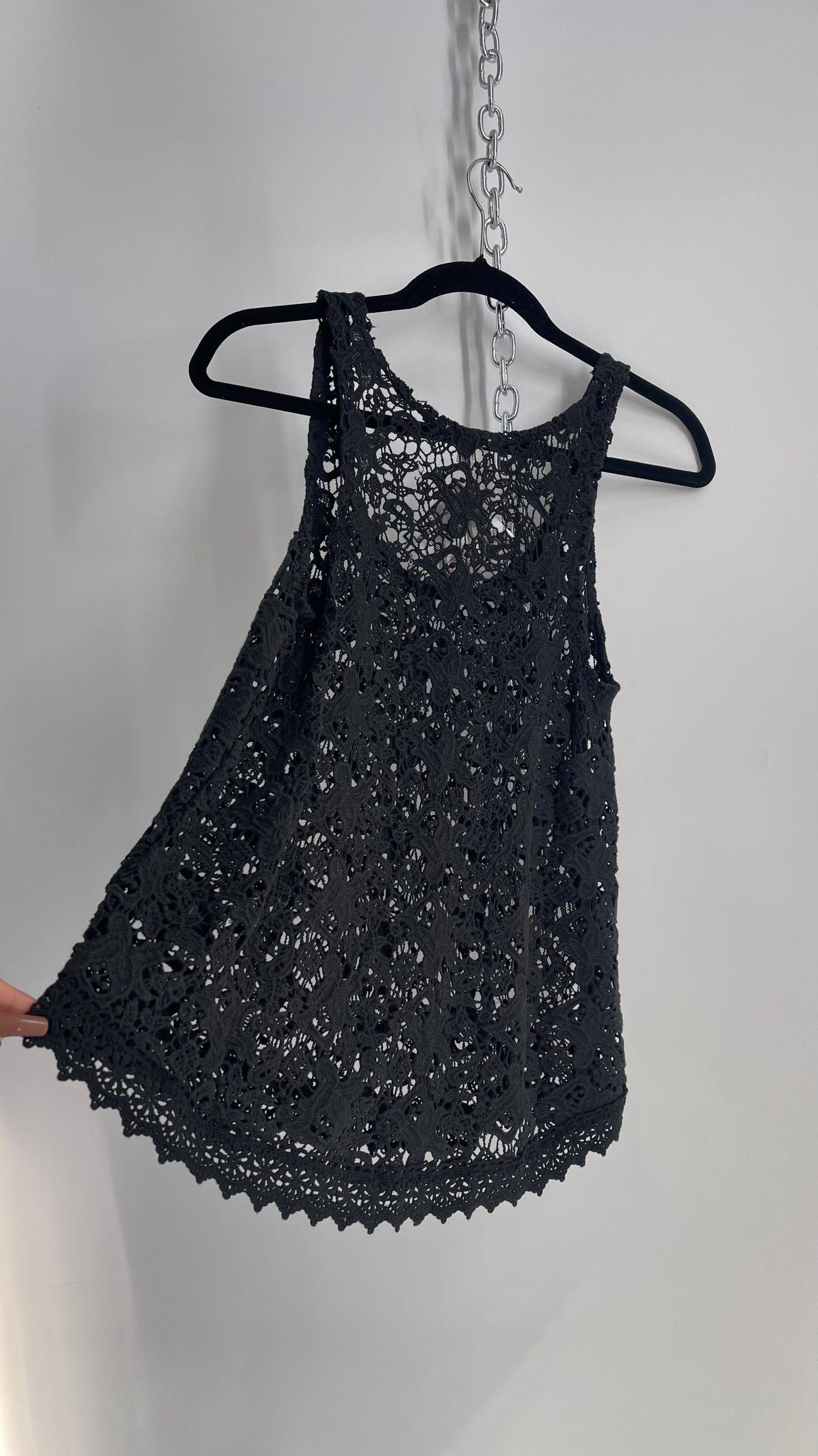 Ecote Urban Outfitters Lace Crochet Black Tank (Small)