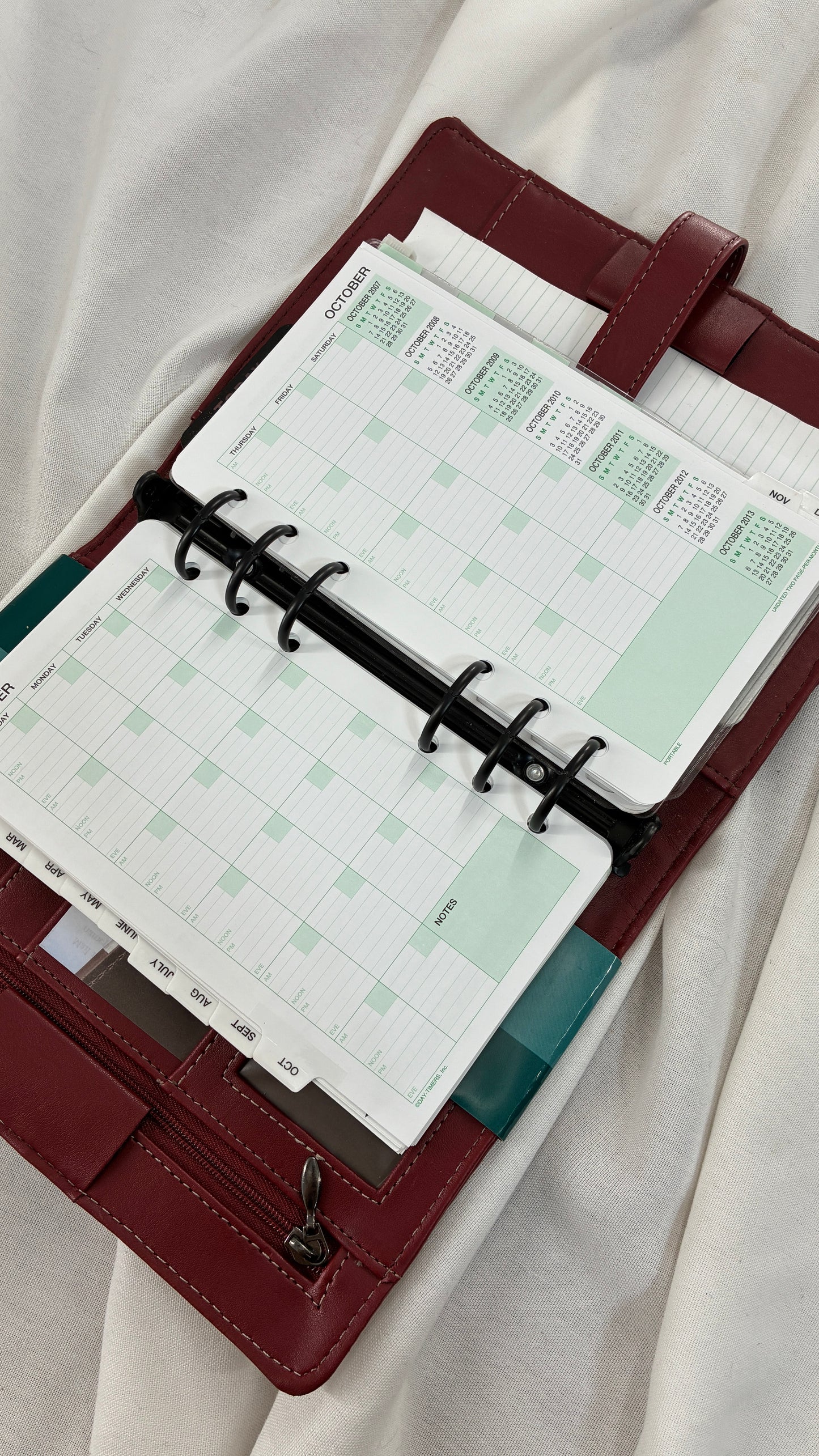 Vintage Red Leather Daily Planner/Organizer