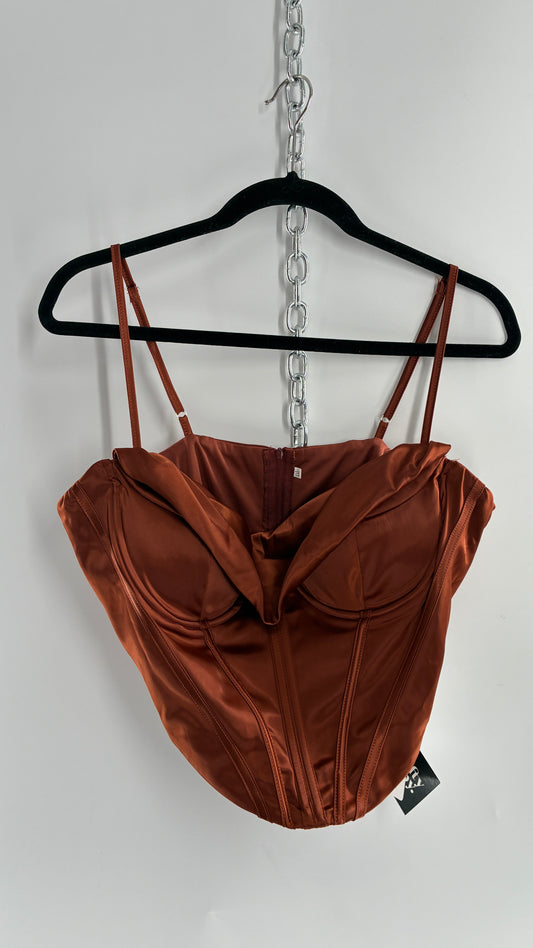 PARTHEA Bronze Corset with Drape Neckline and Tags Attached  (XXL)