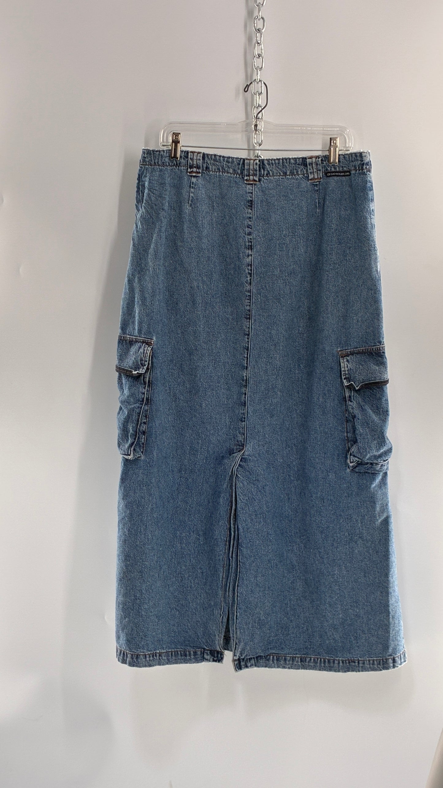 Vintage CALVIN KLEIN Denim Cargo Skirt Low Waisted (12)