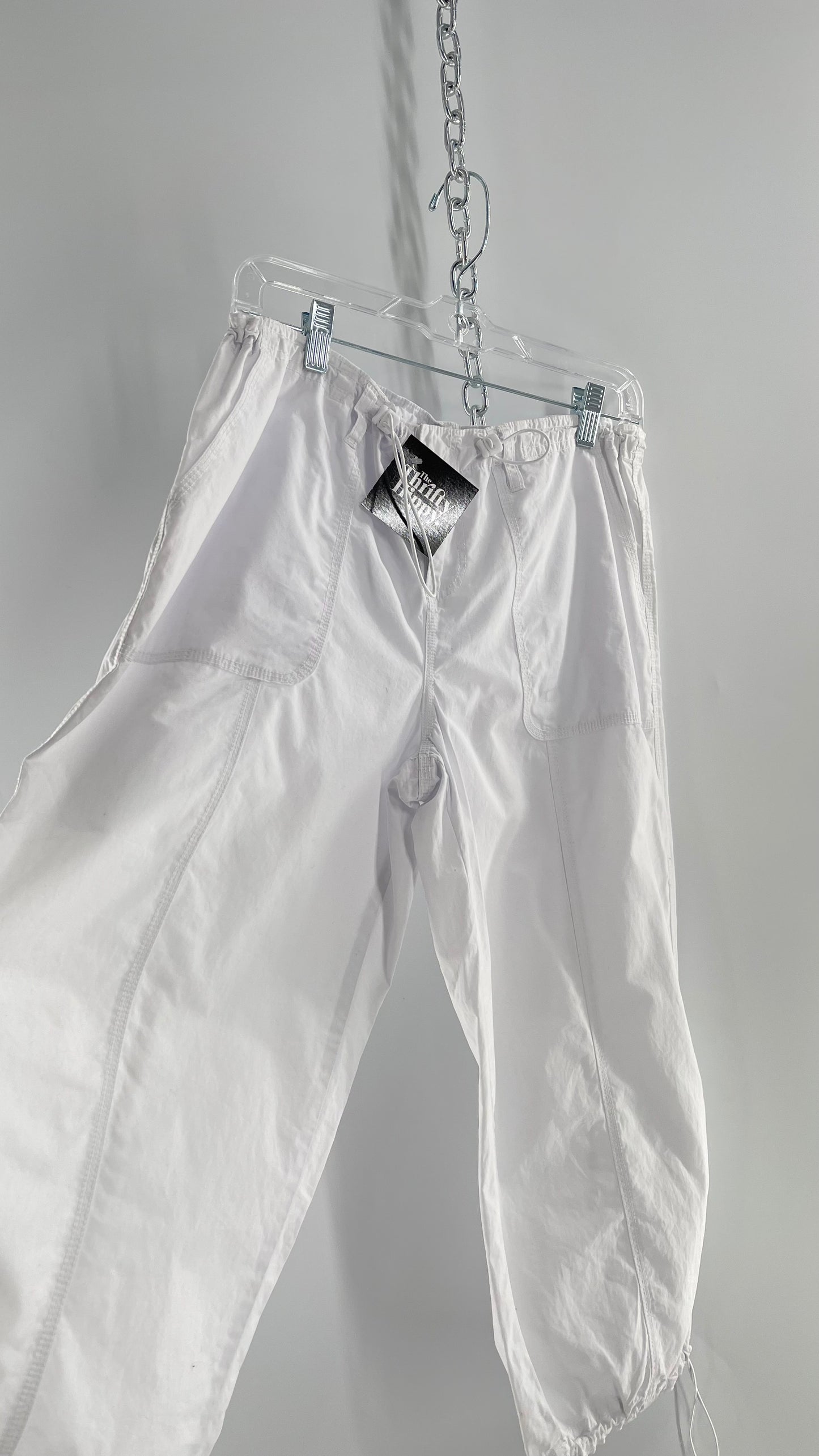 Urban Outfitters White Cropped Cargo Capri with Drawstring Waist and Single Back Pocket (S)