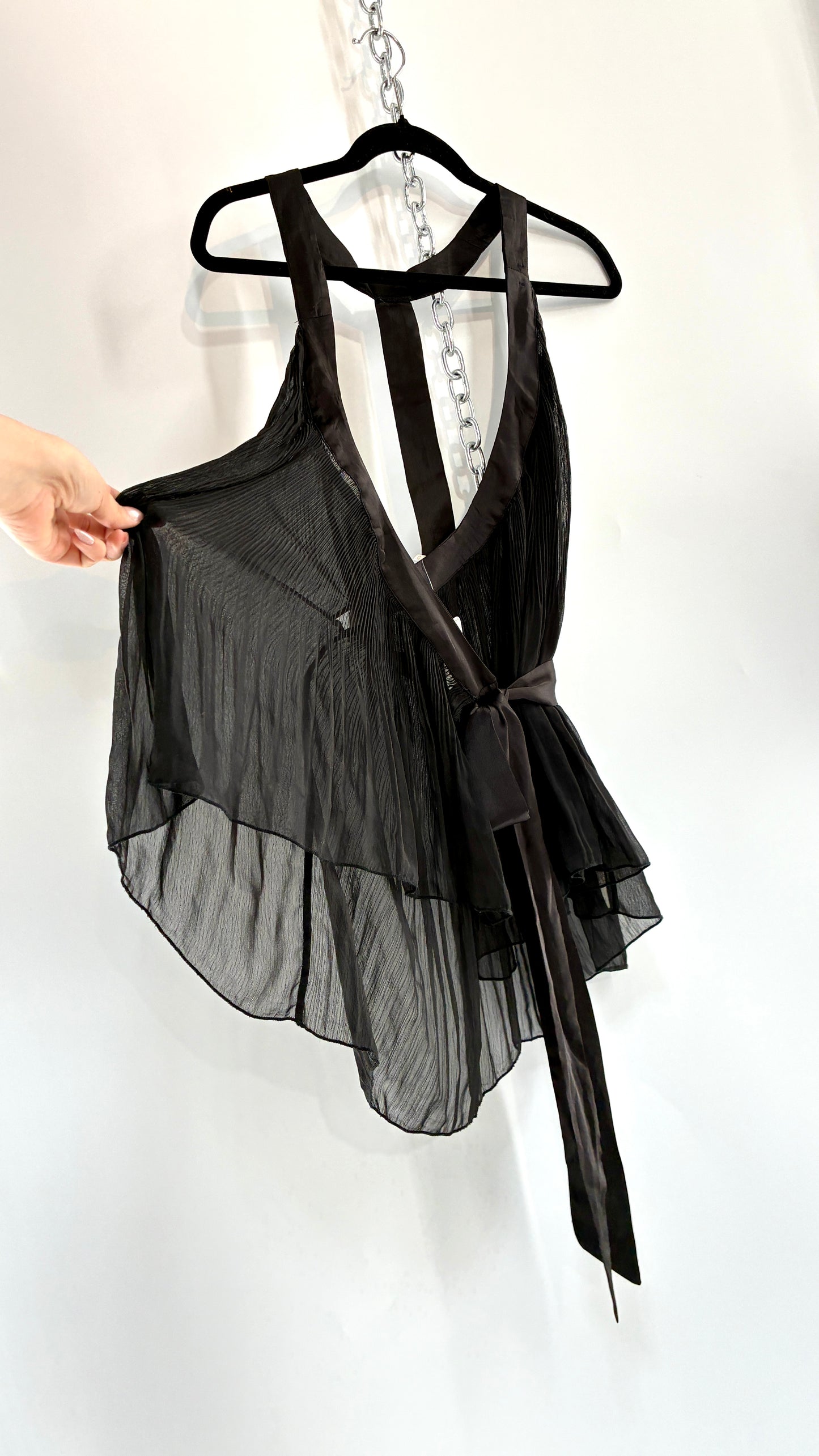 Intimately Free People Black Fluted Wrap Around Top (XS)