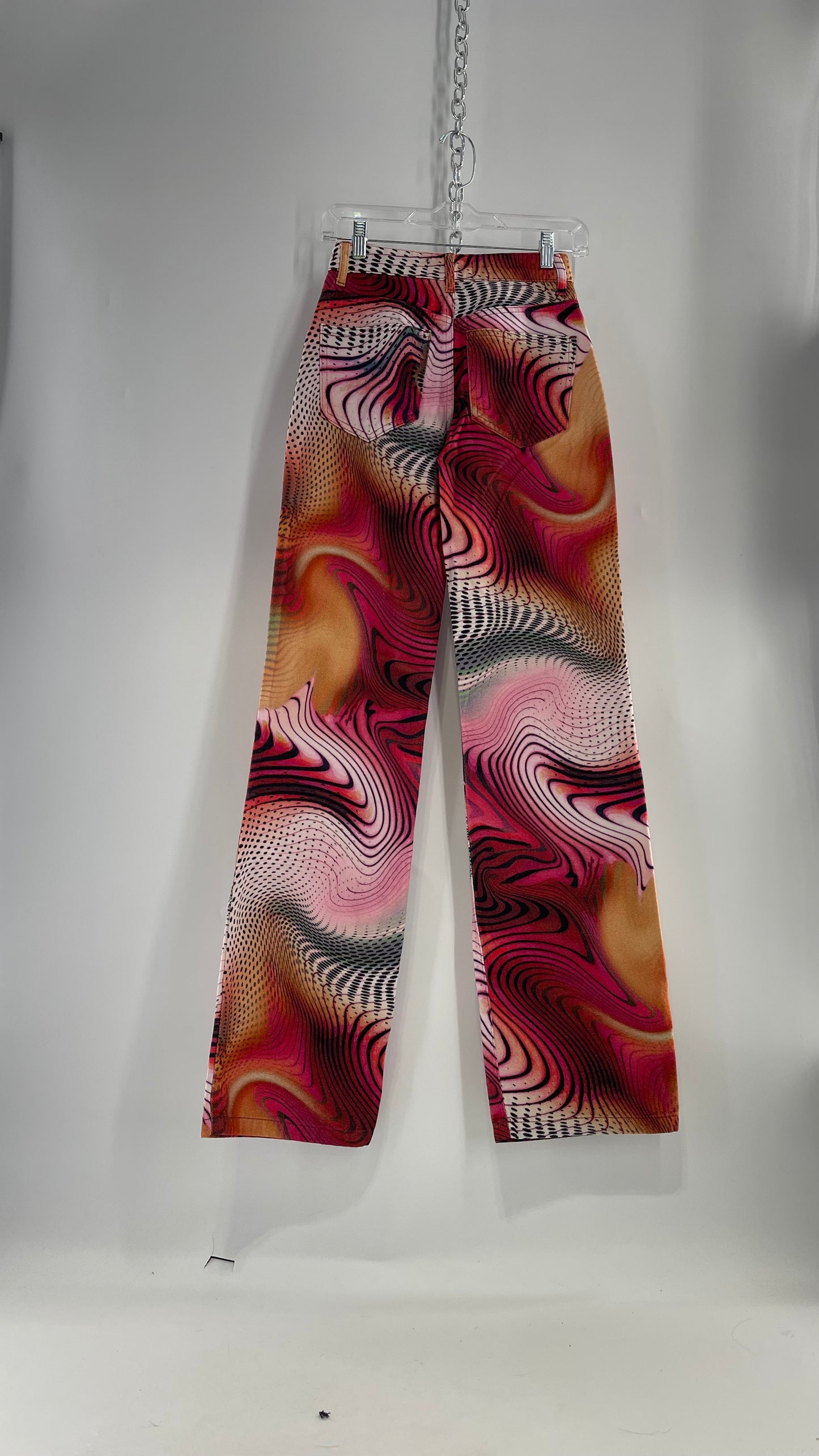 Jaded London Wavy Psychedelic Patterned Jeans Pink/Orange/Black (24)