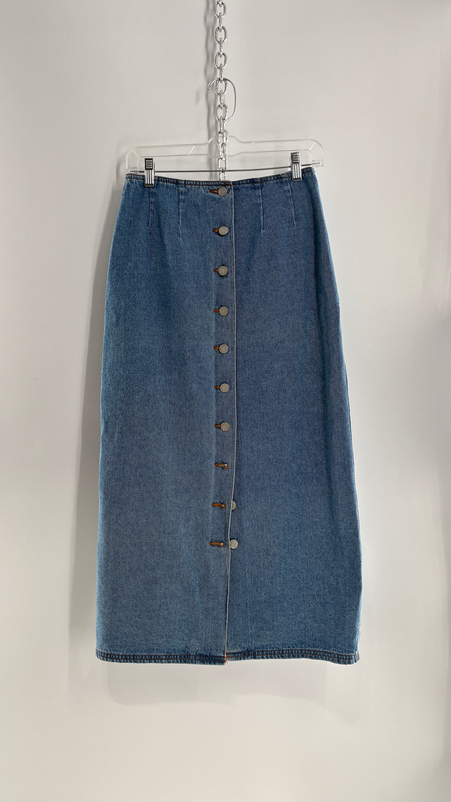 Vintage Old Navy Button Front Denim Jean Skirt (6)