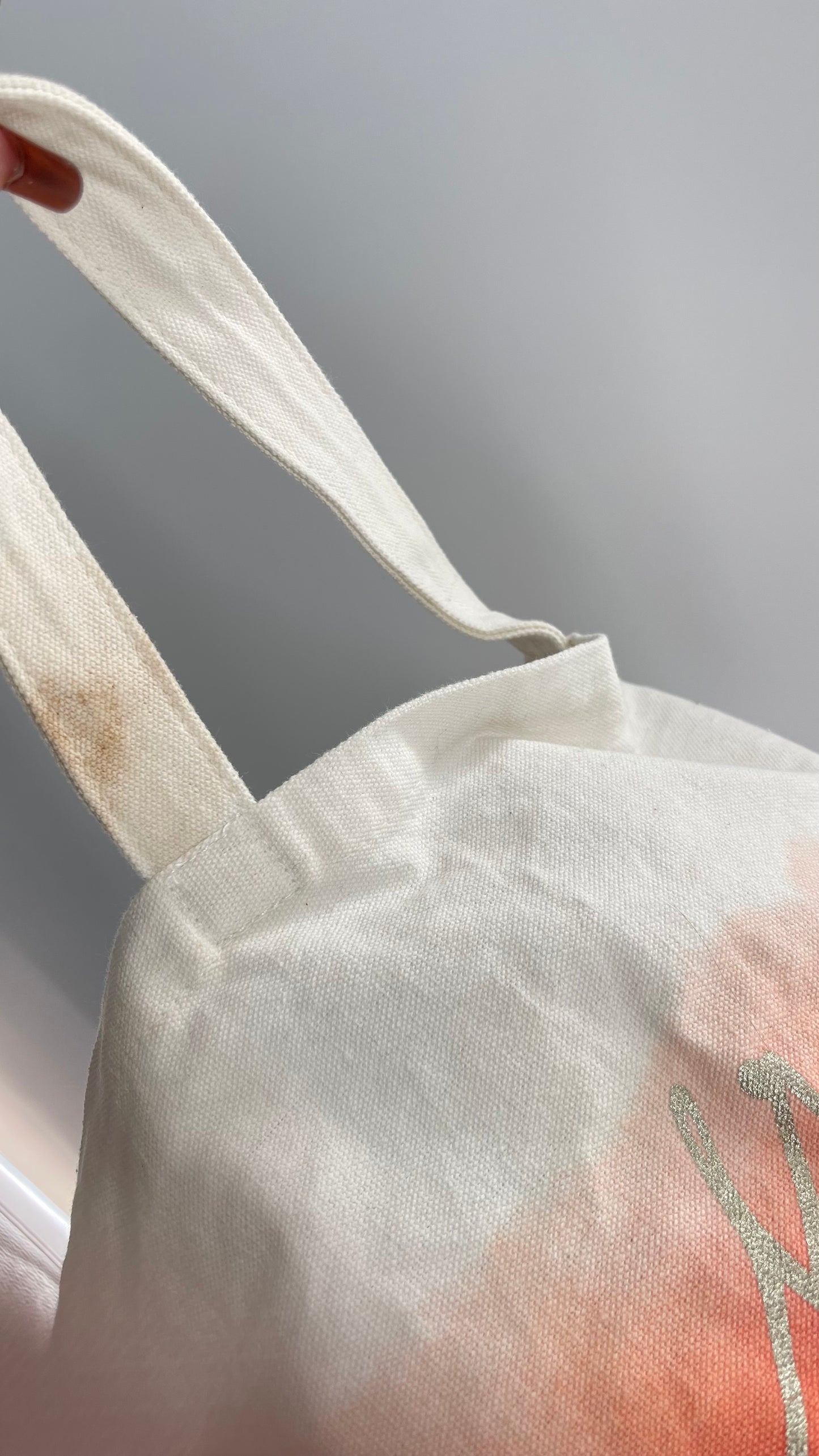 Free People Ombré Salmon Canvas Tote Bag with Dual Straps