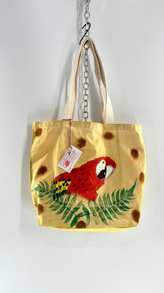 Vintage Laurel’s Originals by Laurel Anderson 100% Cotton Artisanal Hand Painter Tropical Tote Bag