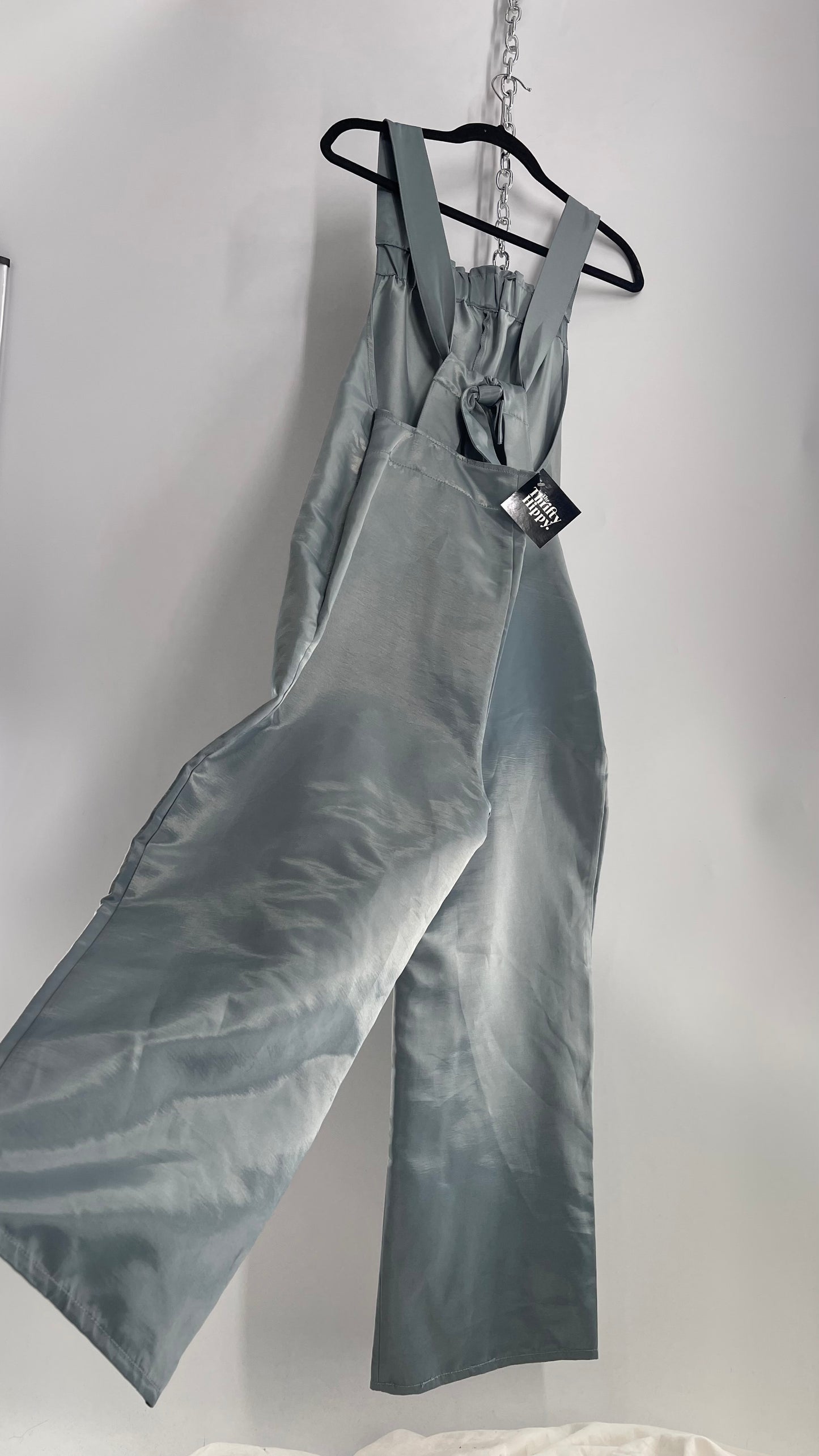 Silence + Noise Urban Outfitters Silver Satin Jumpsuit (Medium)