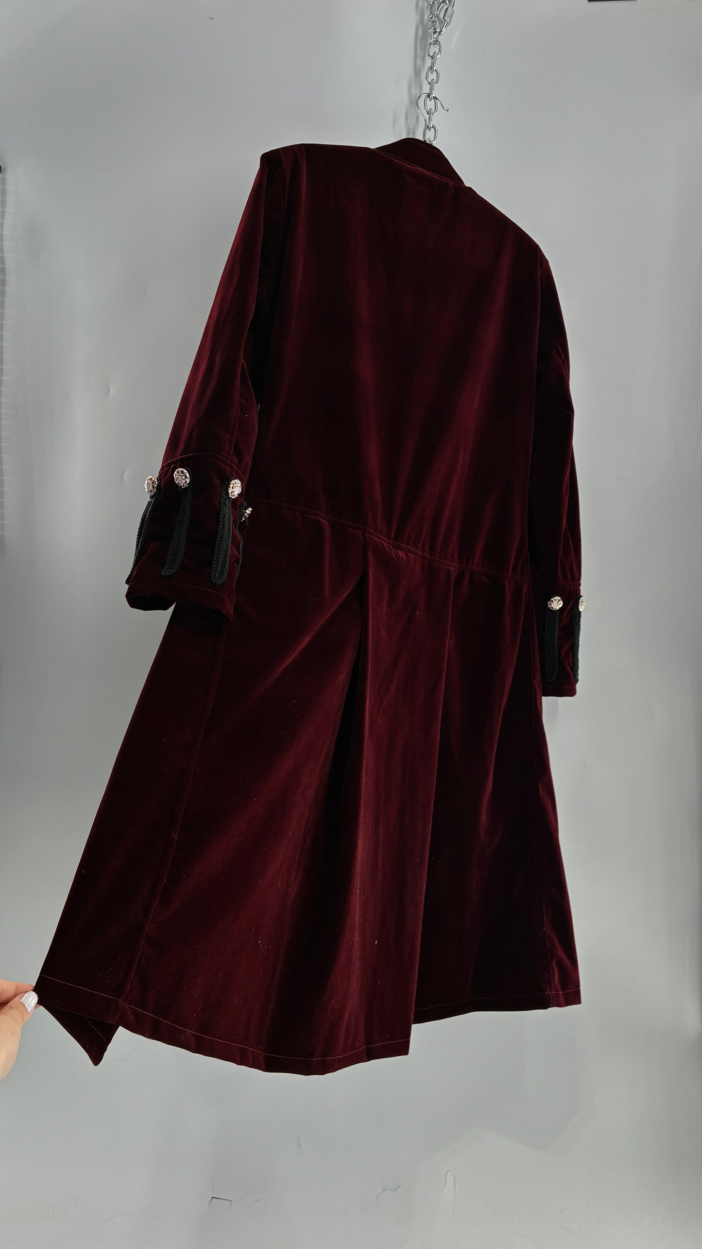 Velour Crimson Steampunk Drummer Coat (XL)