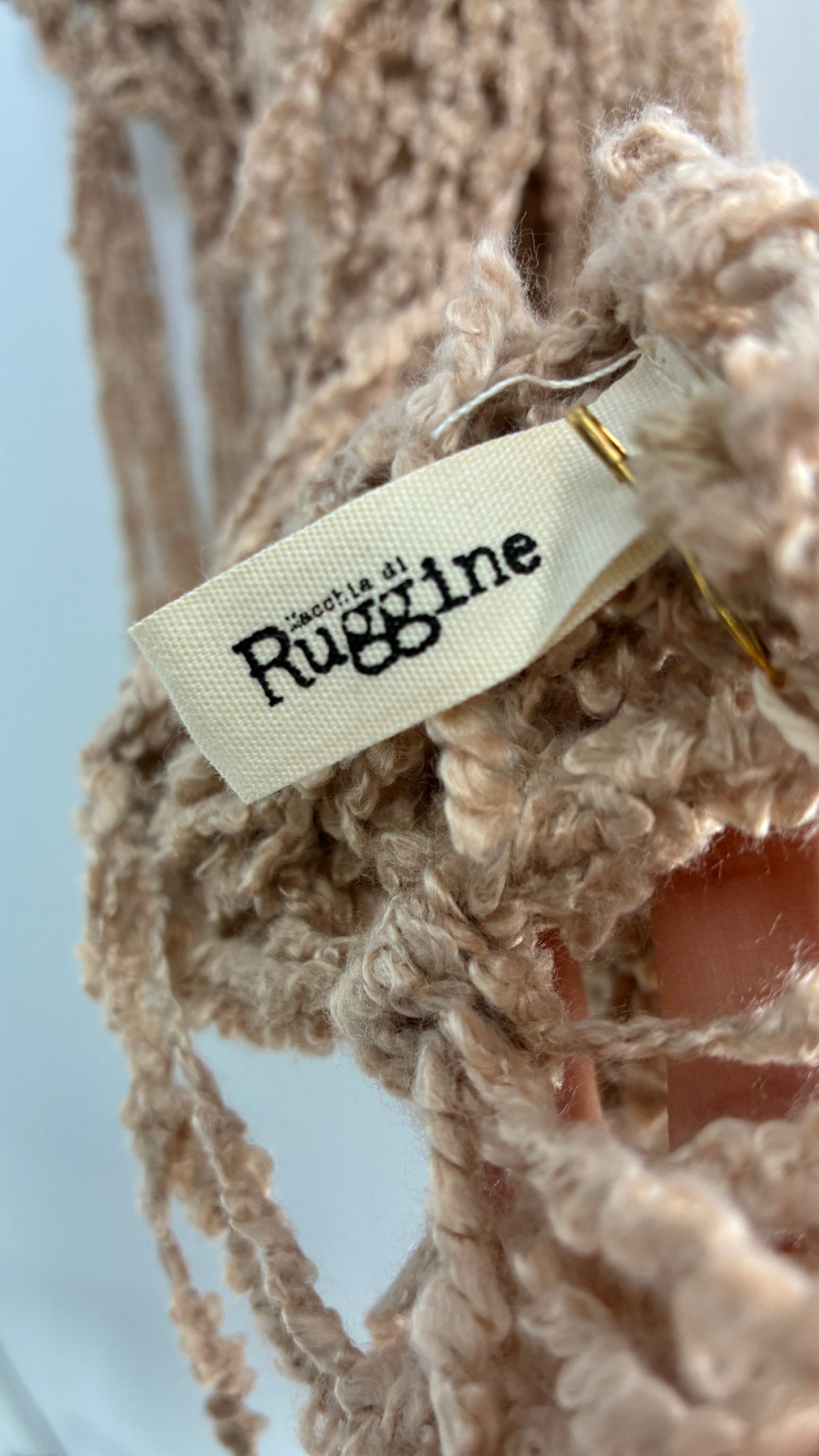 RUGGINE Beige Knit Ultra Hipster Scarf, Headscarf, Convertible Top with Tassels