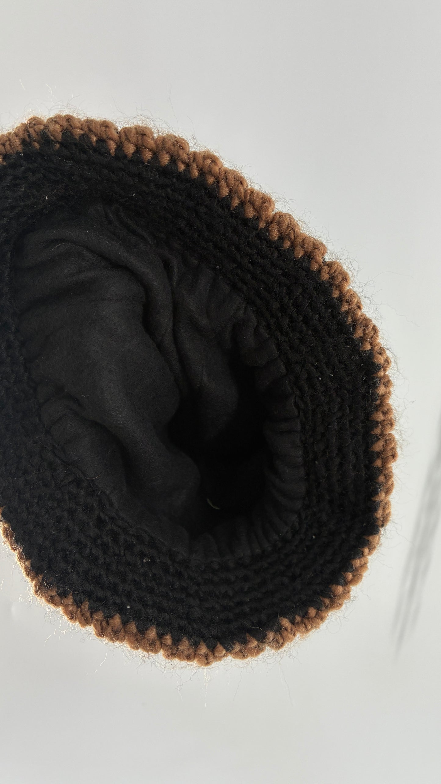 Vintage Knit Lil Bucket Hat with Feathered Floral Appliqué