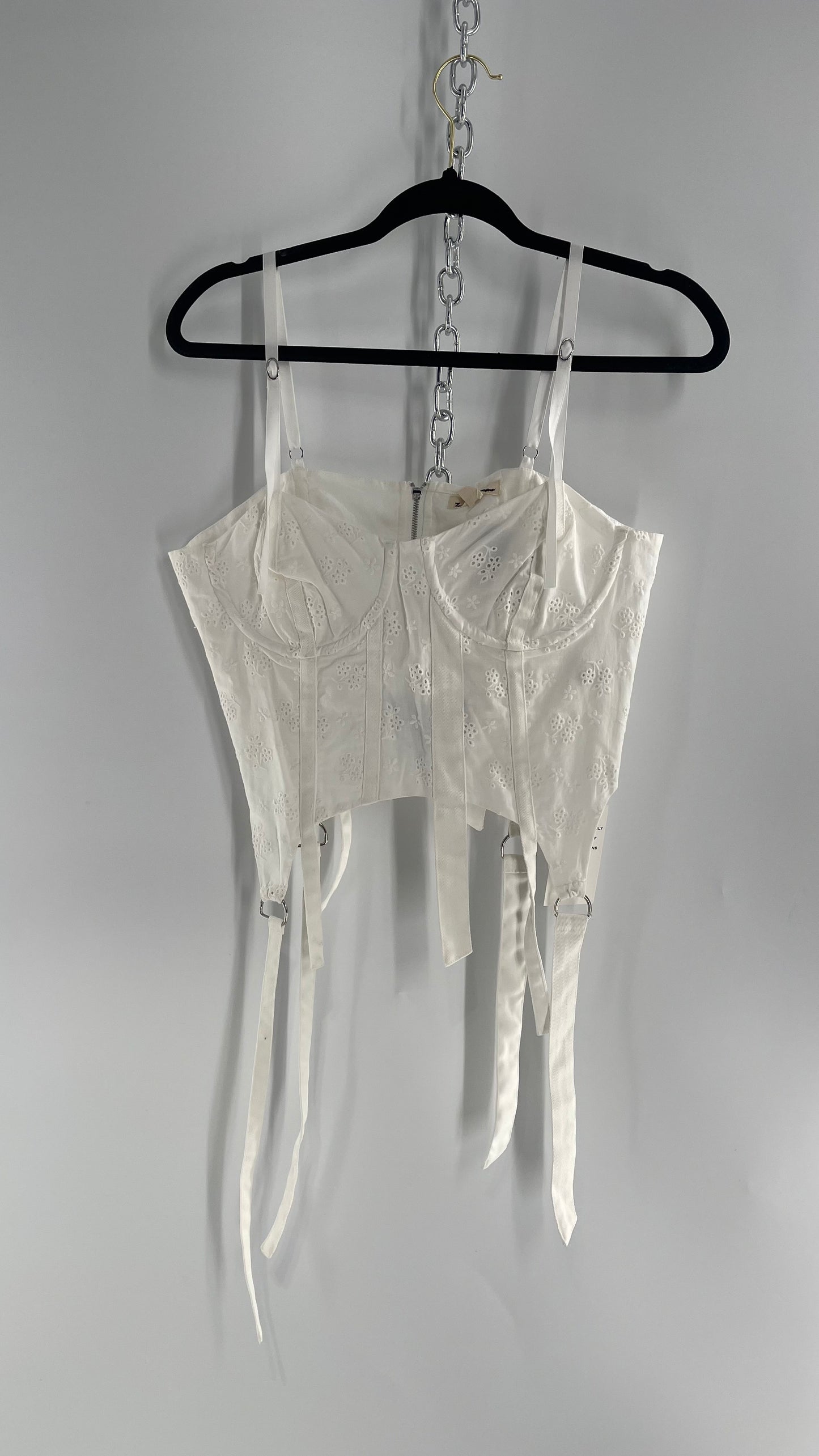 For Love and Lemons White Eyelet Lace Corset with Tags Attached (Large)