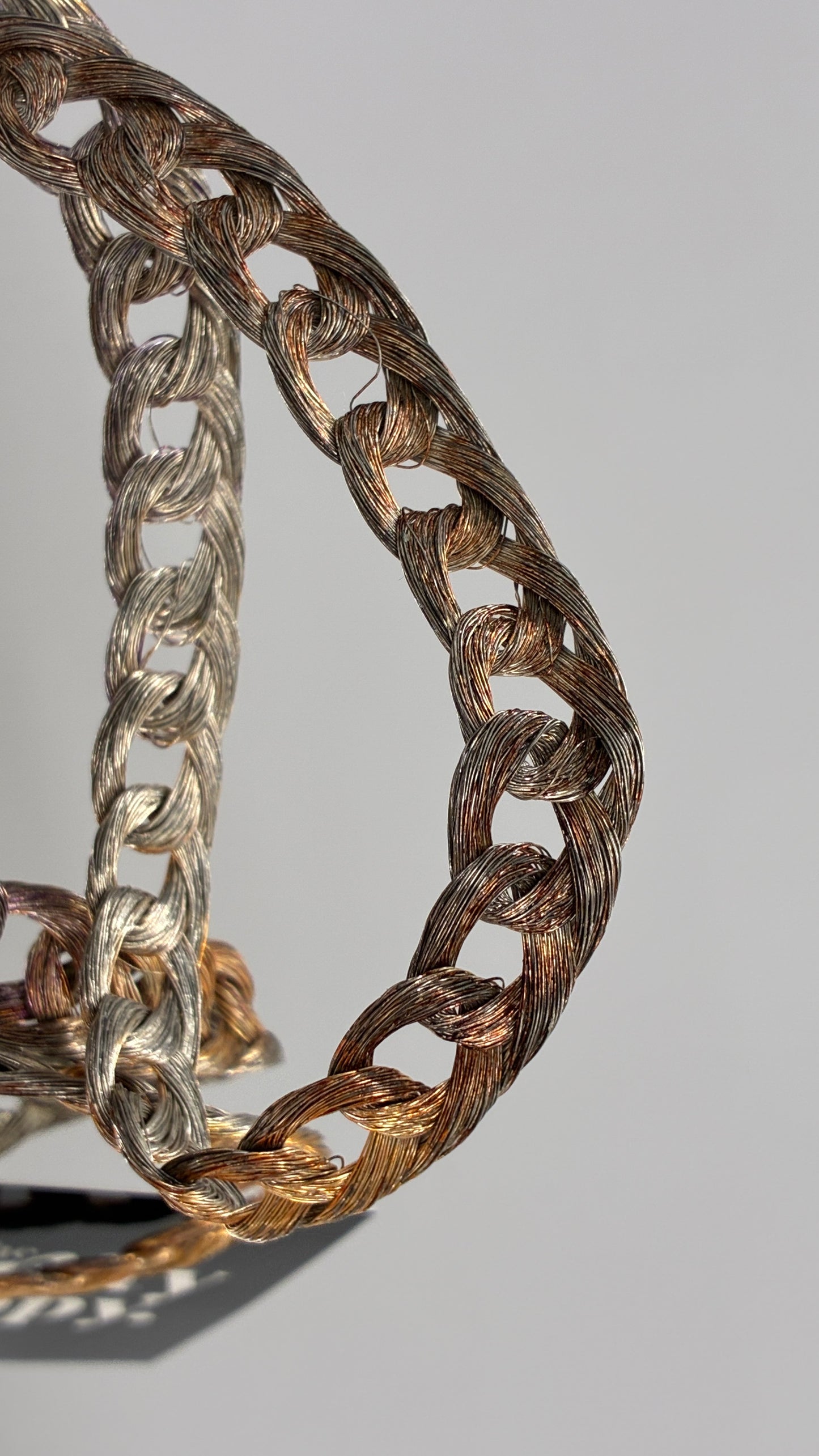 RARE Vintage 1970s Thin Braided Wire, Mixed Metal, Coiled Belt Handmade in Greece