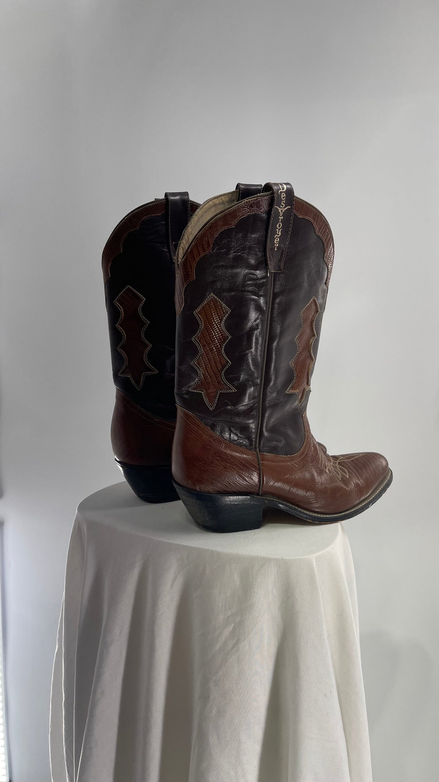 Vintage Brown Genuine Leather Cowboy Boots (8.5/9)