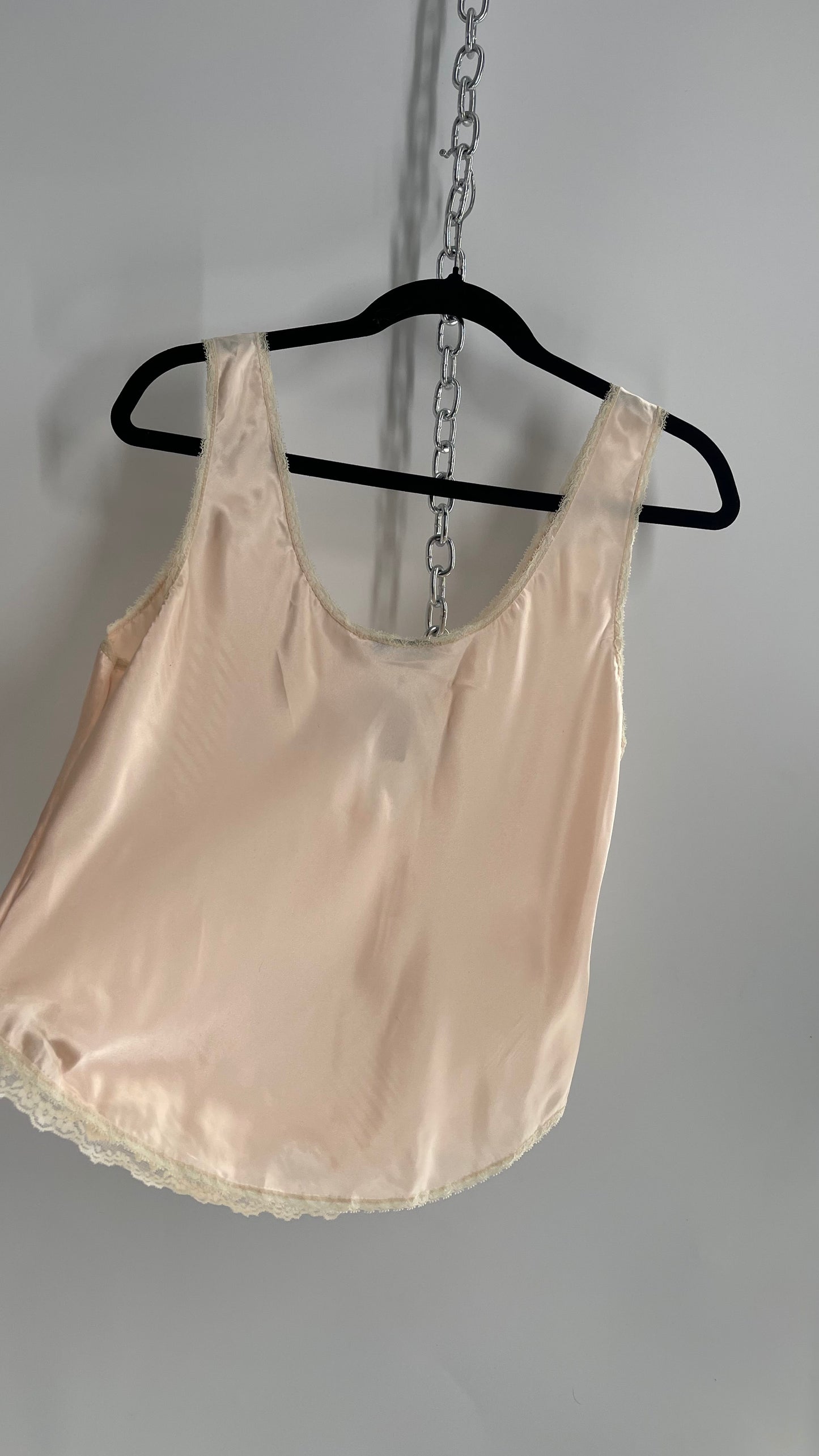 Vintage Amoretta Baby Pink Lace Trim Camisole (Medium)