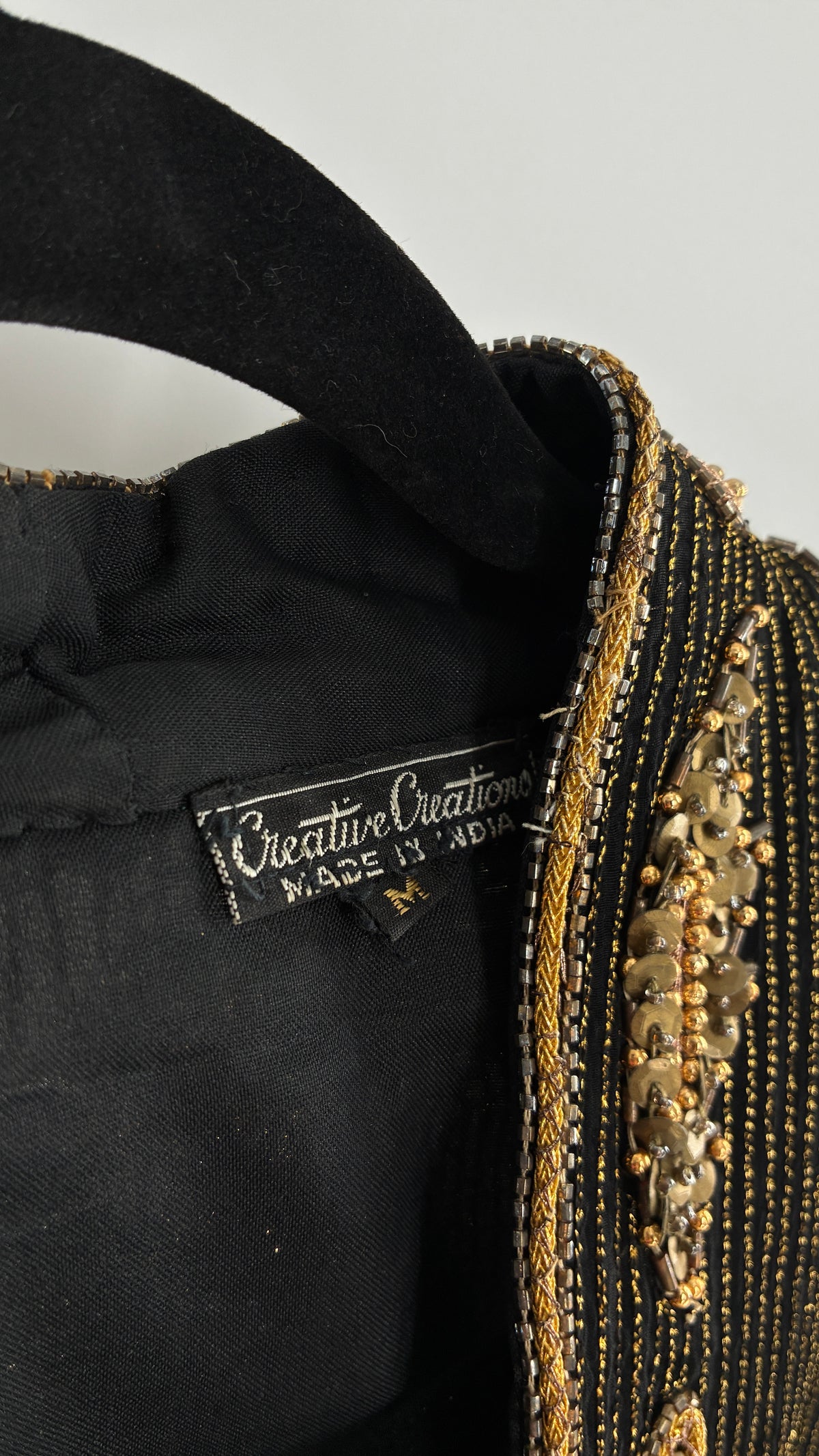 Vintage CREATIVE CREATIONS Black Blazer with Intricate Gold Beading (Medium)