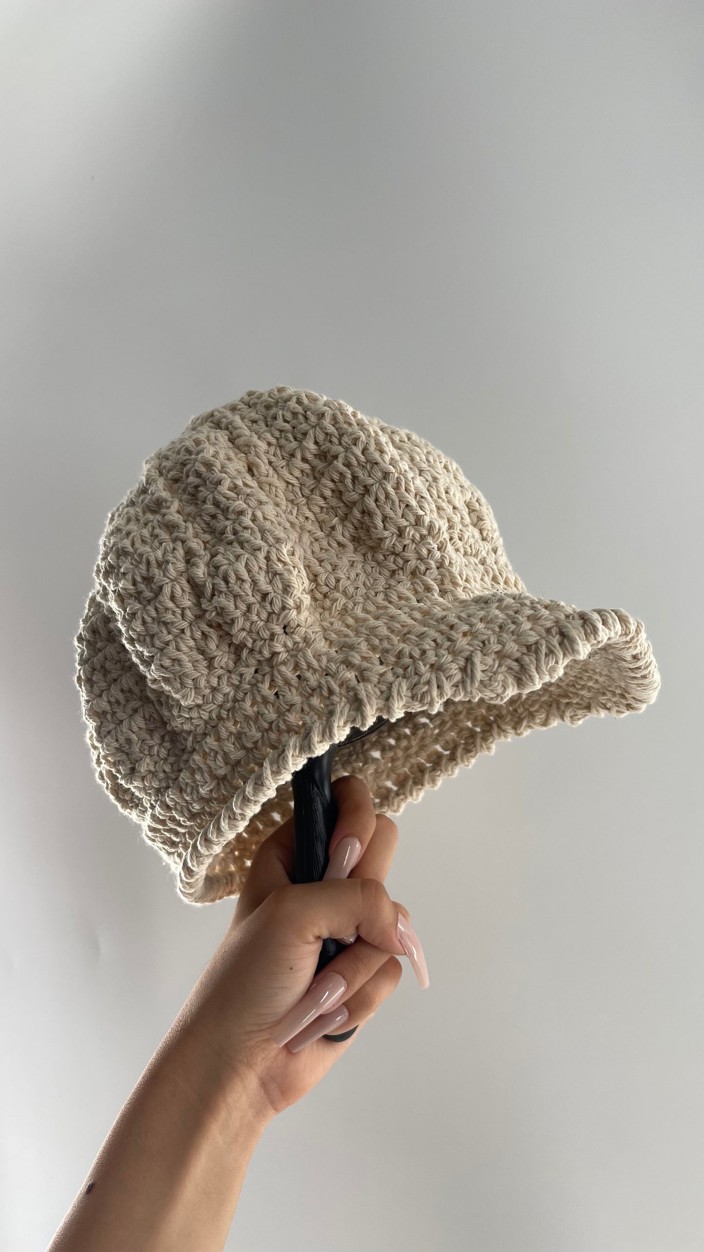 Imported Handmade Beige Crochet Newsboy Paperboy Cap