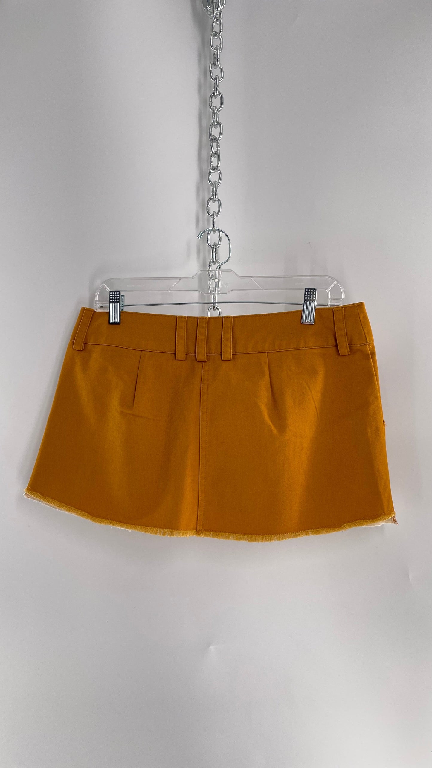 BDG Pumpkin Orange Pleated Mini Skirt with Exposed Pockets (Small)