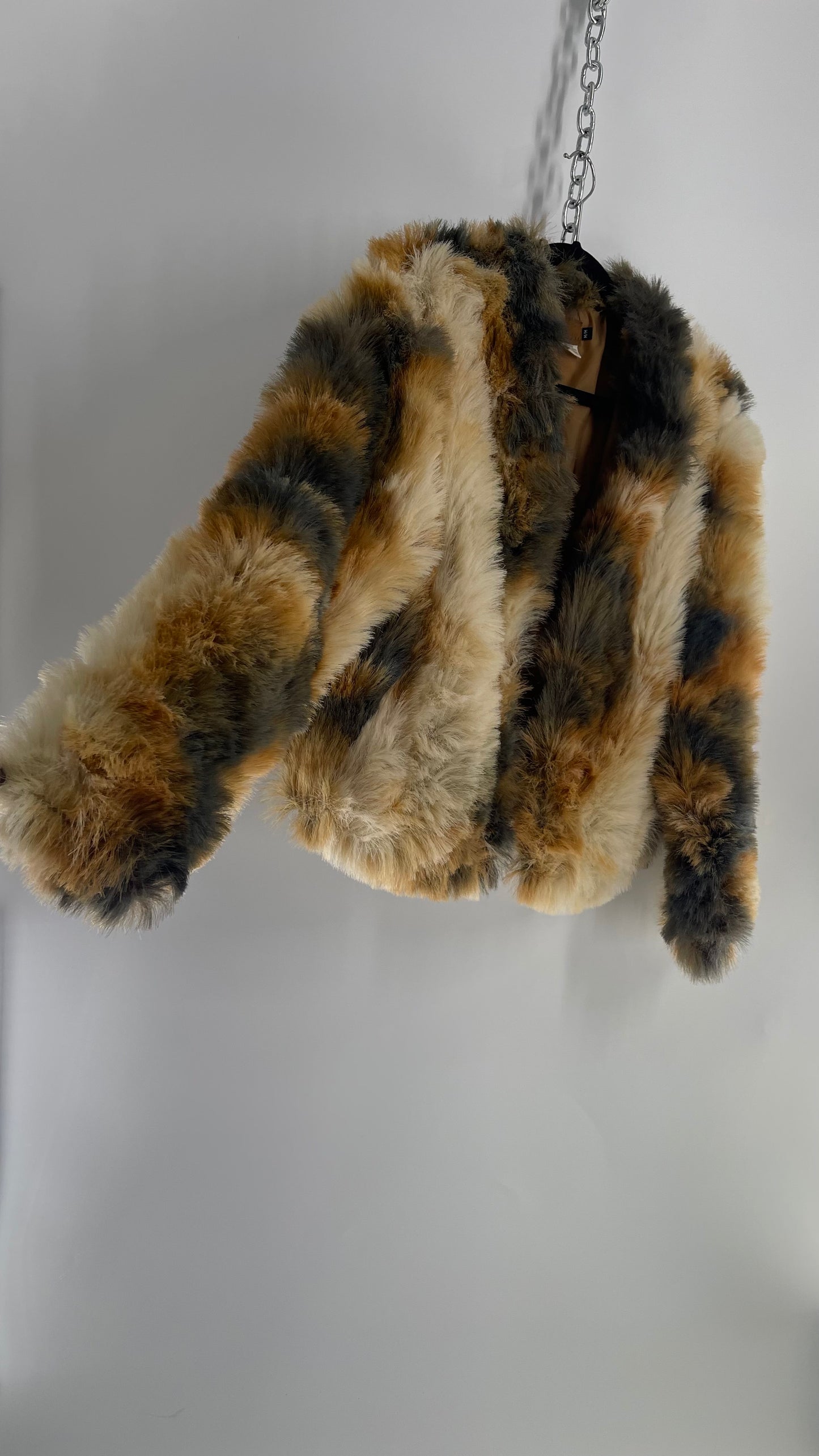 Vintage Tsunami Mixed Tone Faux Fur Coat (Medium)