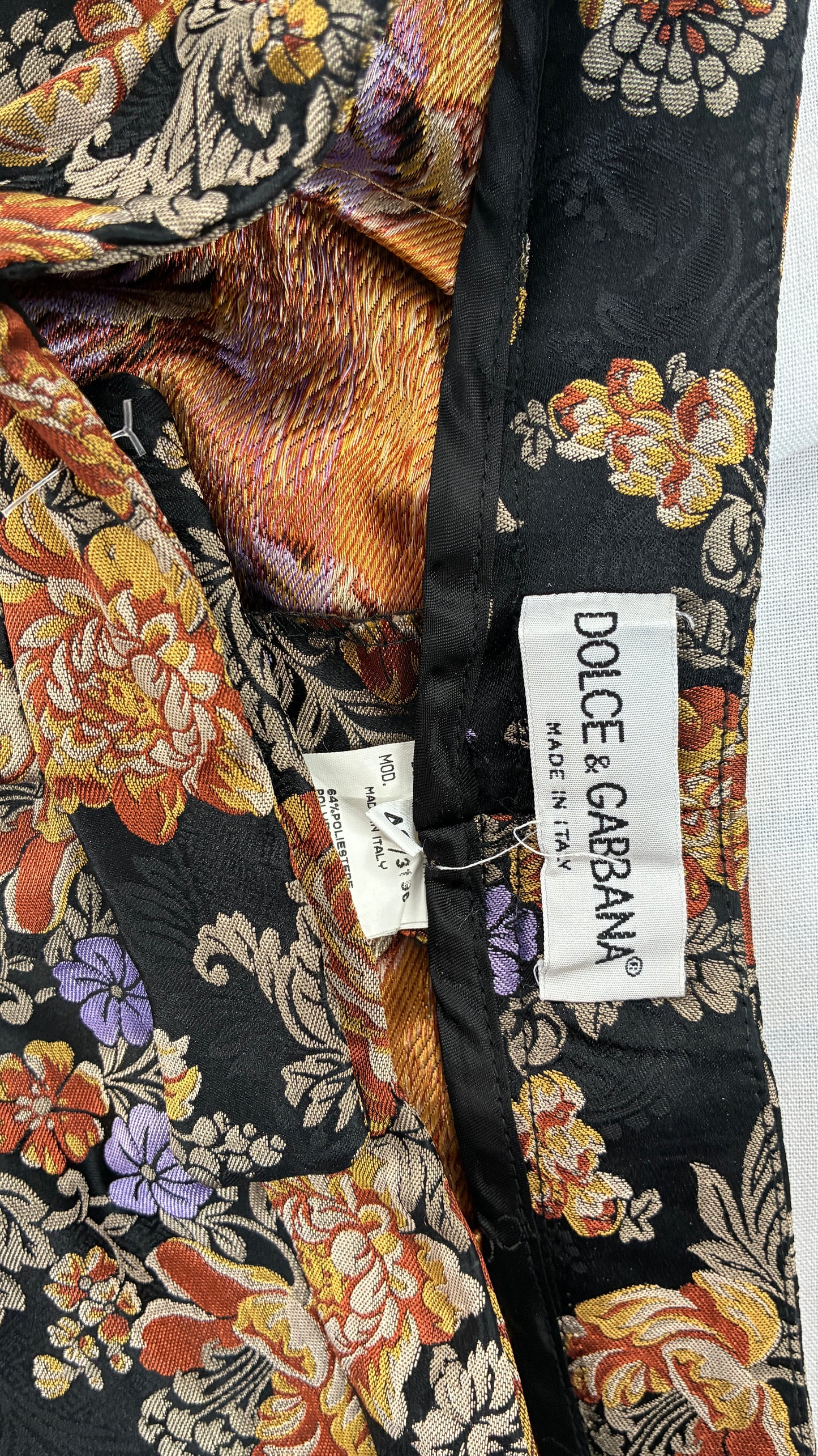 Vintage DOLCE & GABANNA Silk Black Brocade Trouser (42)