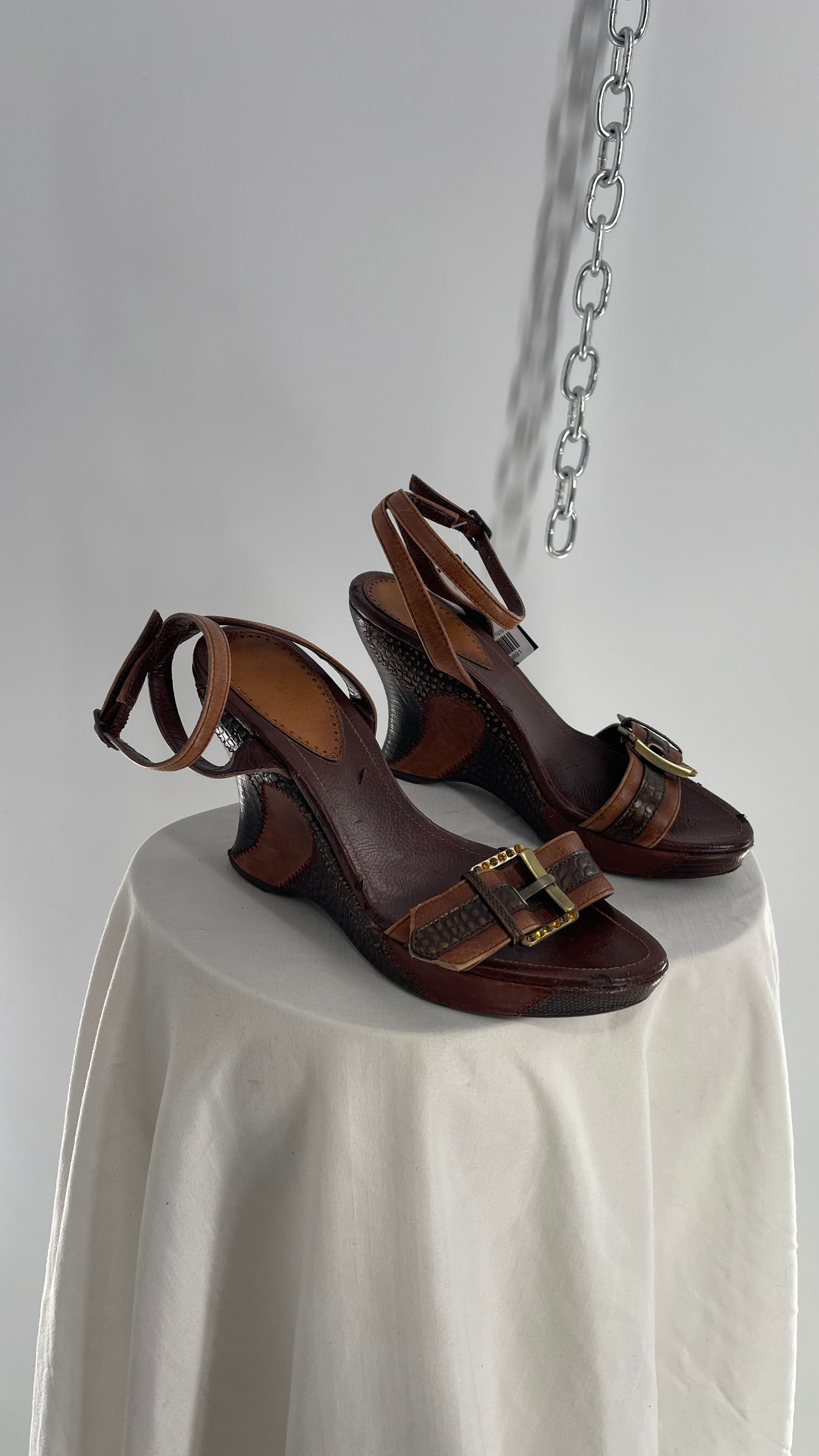 Vintage Hilary Radley Leather Patchwork Buckled Wedges (5)