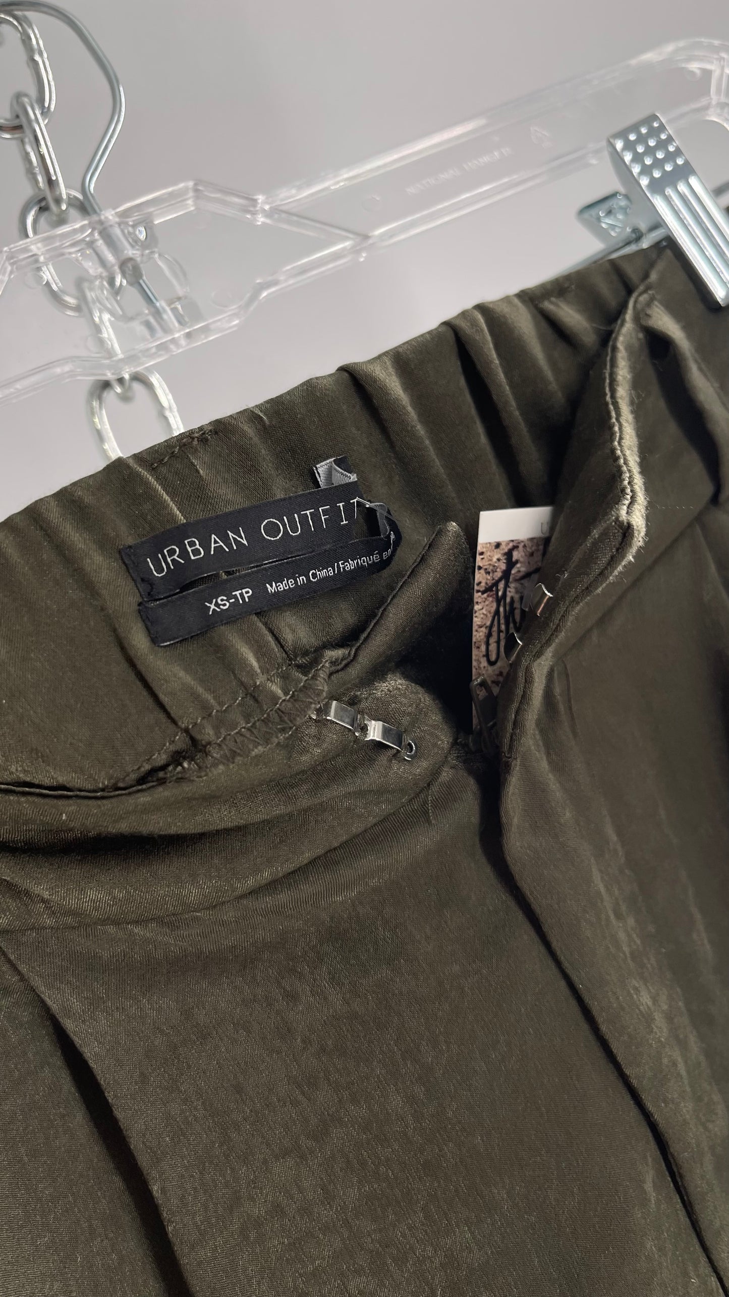 Urban Outfitters Olive Green Silky Cargo Pant  (XS)