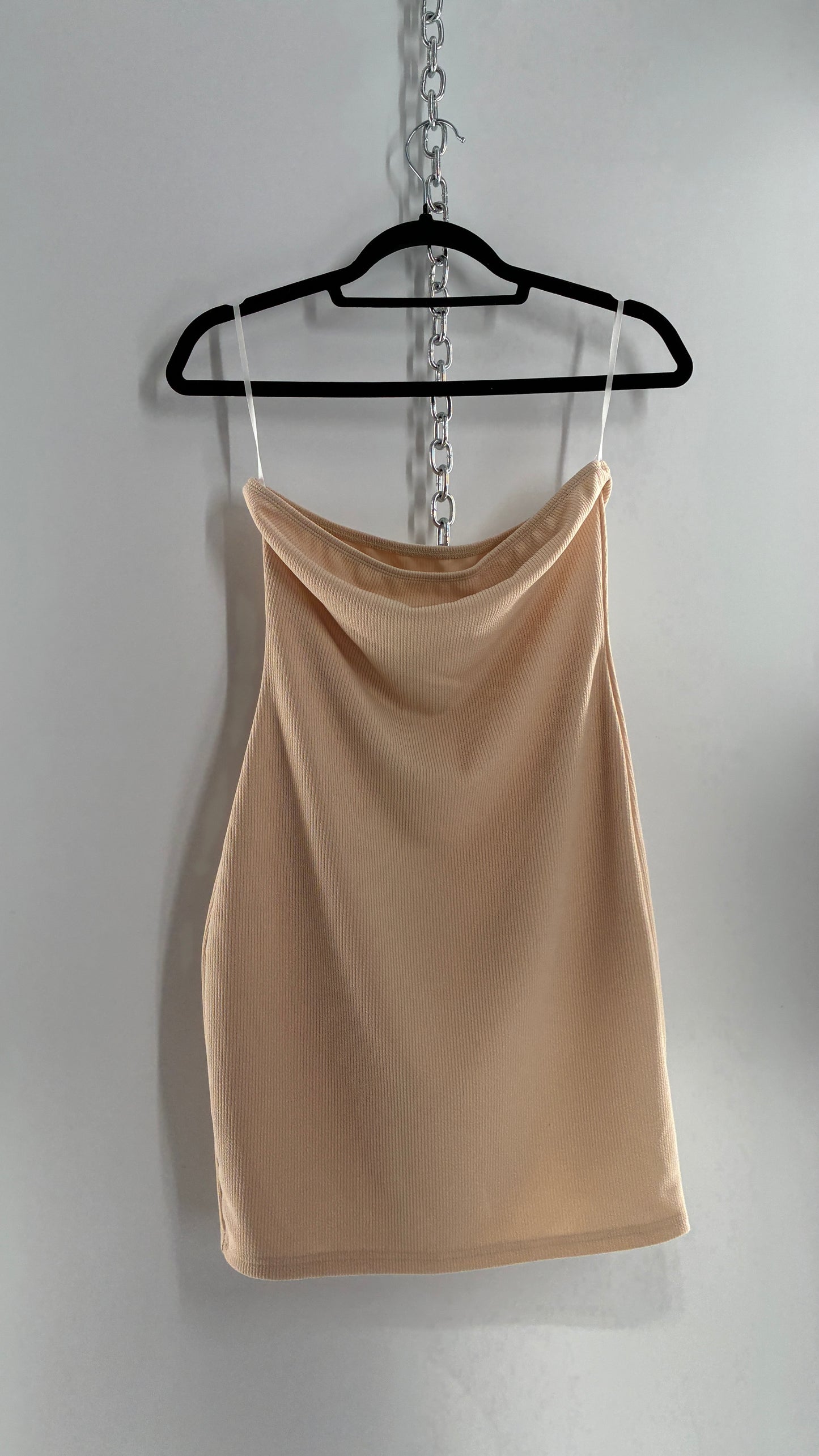 Nude Ribbed Tube Mini Dress Underlay Slip