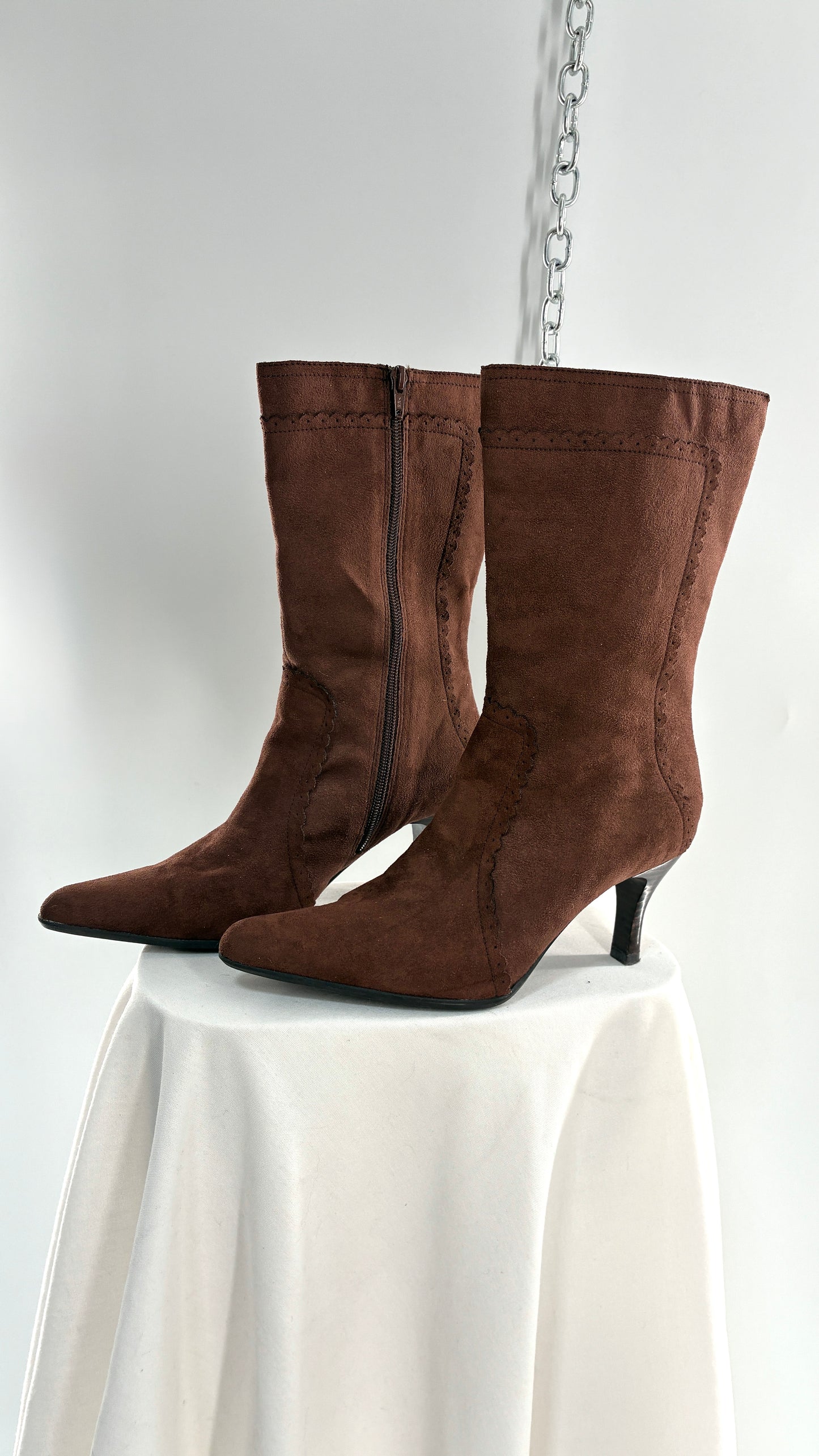 Vintage GEORGE Vegan Suede Scalloped Edge Boot (8)