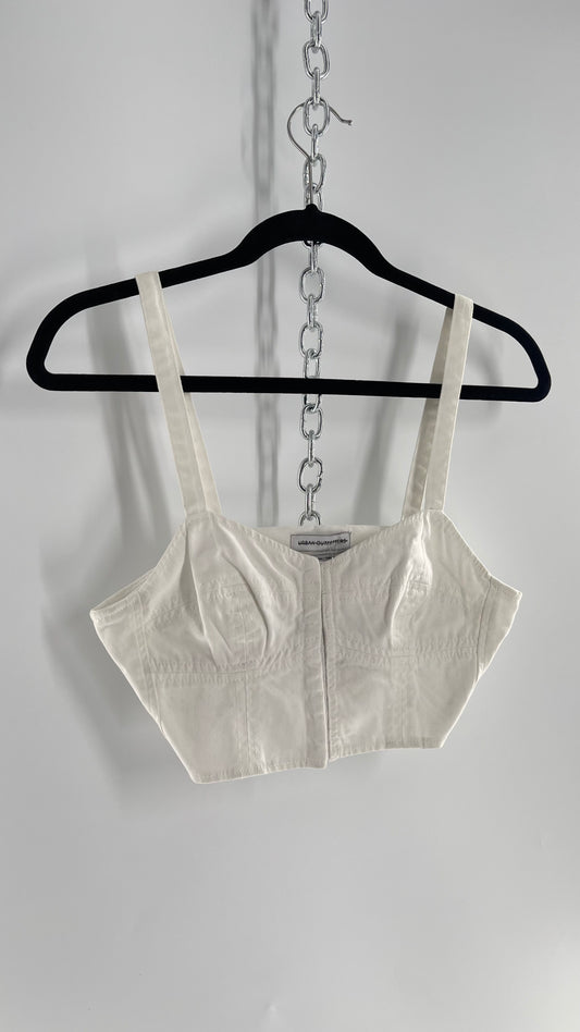 Urban Outfitters White Denim Eyelet Closure Corset Front (M)