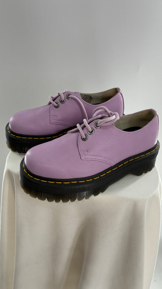 Vintage Dr. Martens 1461 Quad II, Lilac Purple, Pisa Leather Platform Oxfords (6)