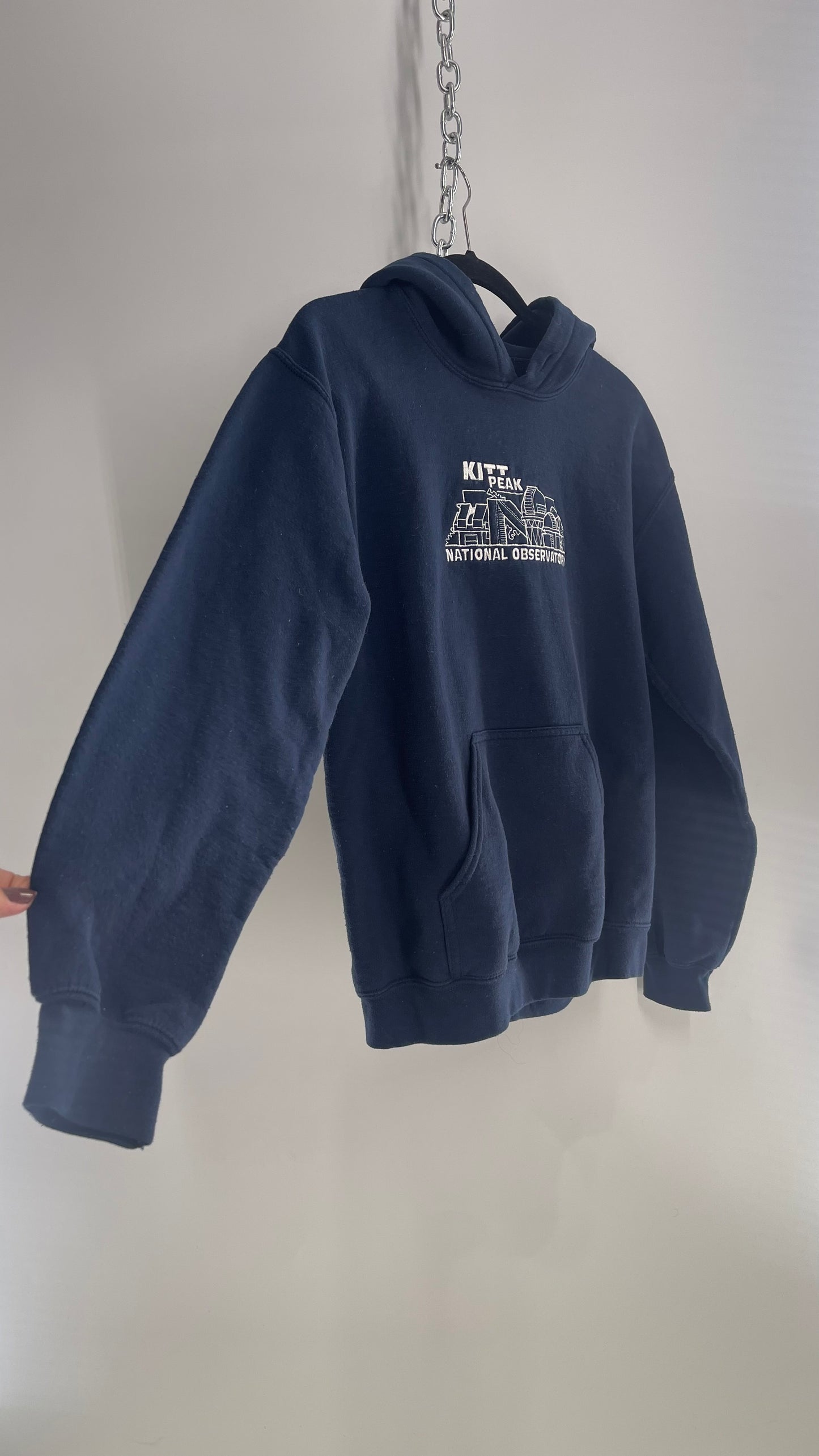 Vintage Kitt Peak National Observatory Navy Blue Embroidered Hoodie (Small)