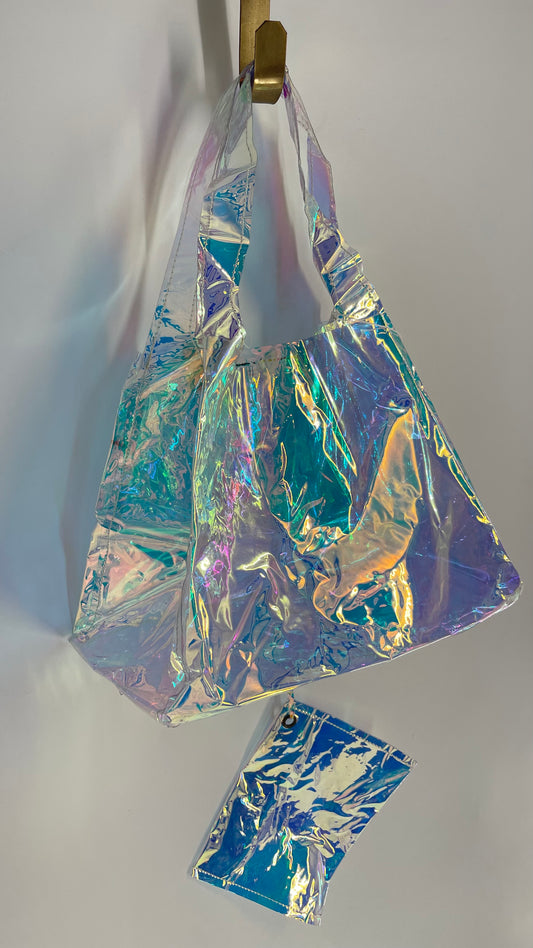 Free People Movement Iridescent Color Changing Tote Bag and Pouch Set