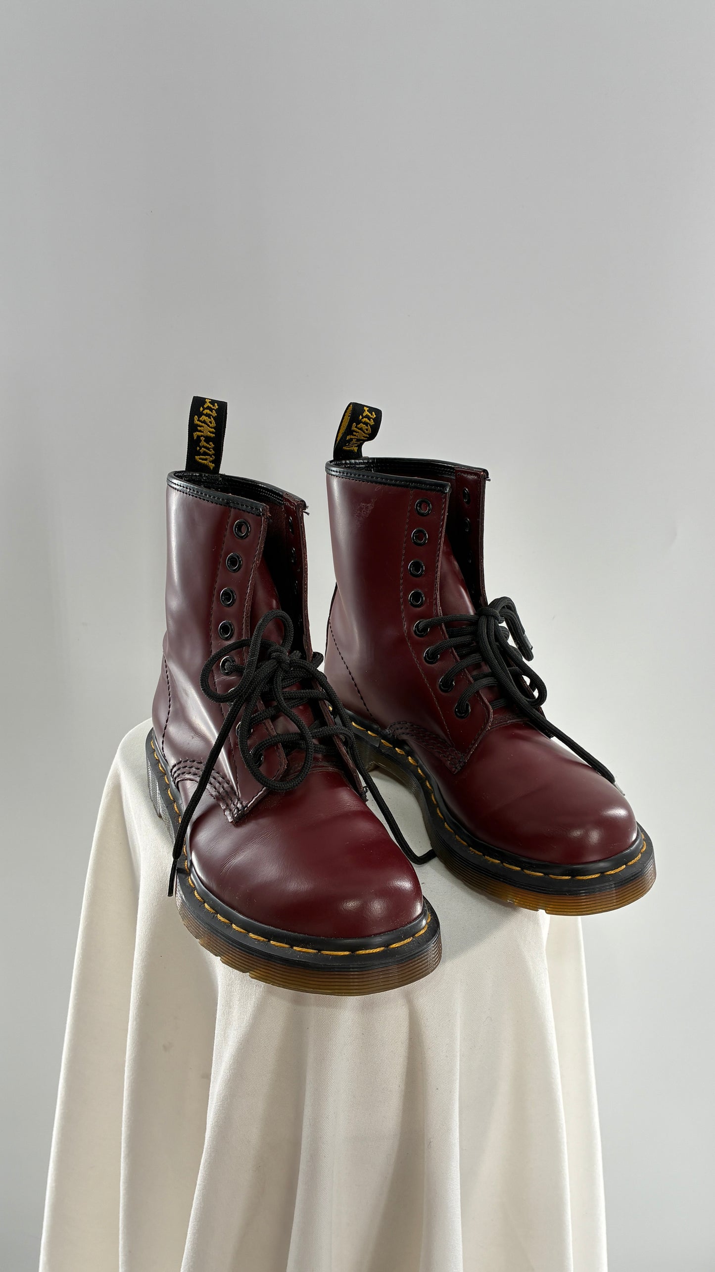 Vintage Dr. Martens Burgundy Maroon Combat Boots (6L)