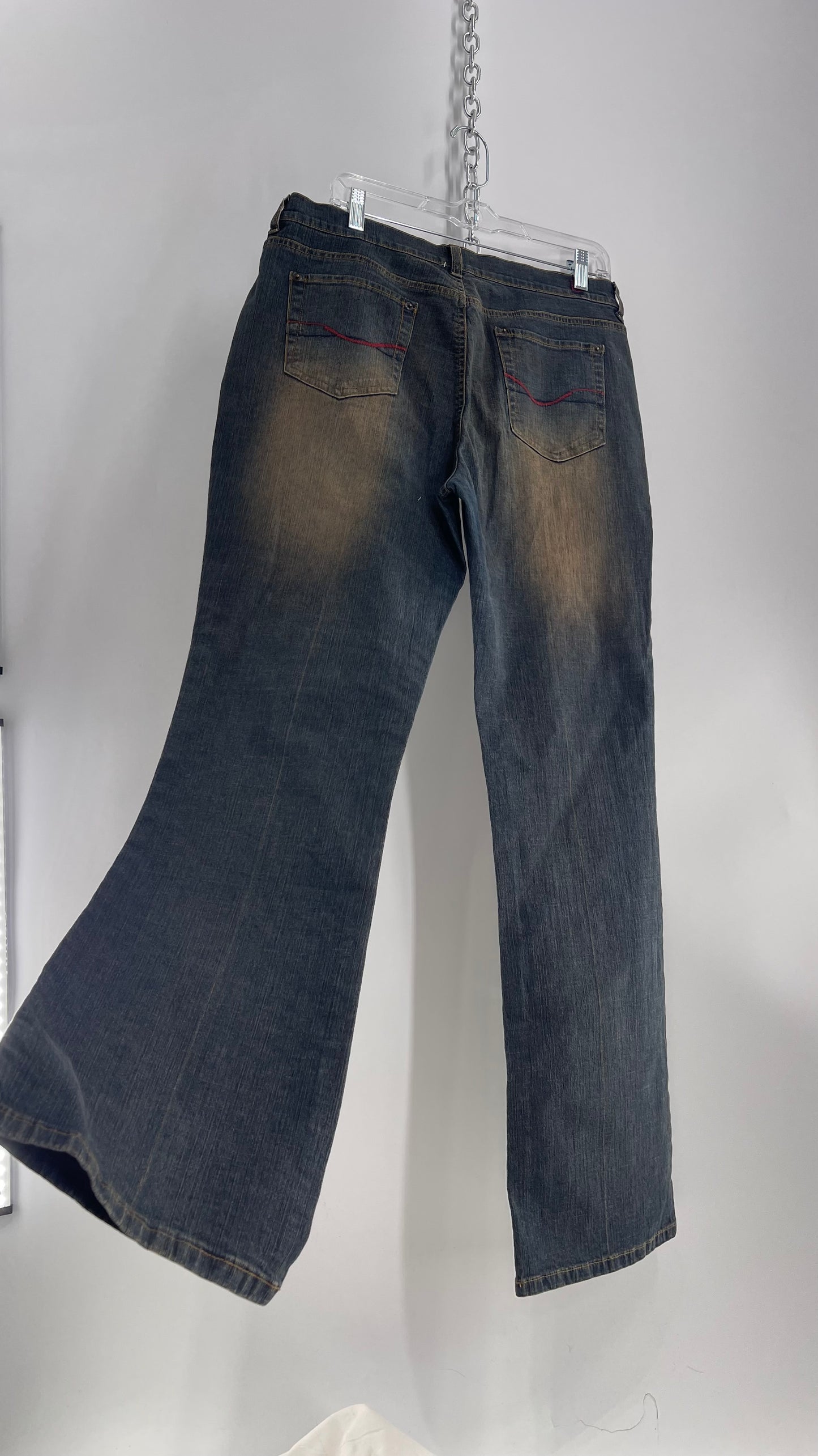 Vintage GLORIA 1990s Flare Faded Thigh and Bum Jeans (C)(12)