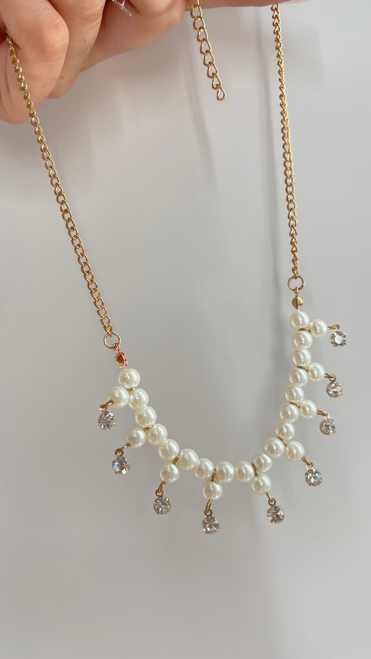 Pearl and Rhinestone Charm Choker