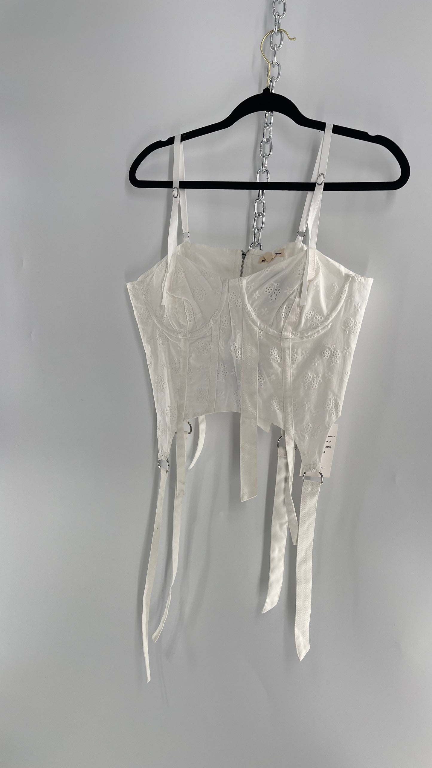 For Love and Lemons White Eyelet Lace Corset with Tags Attached (Large)