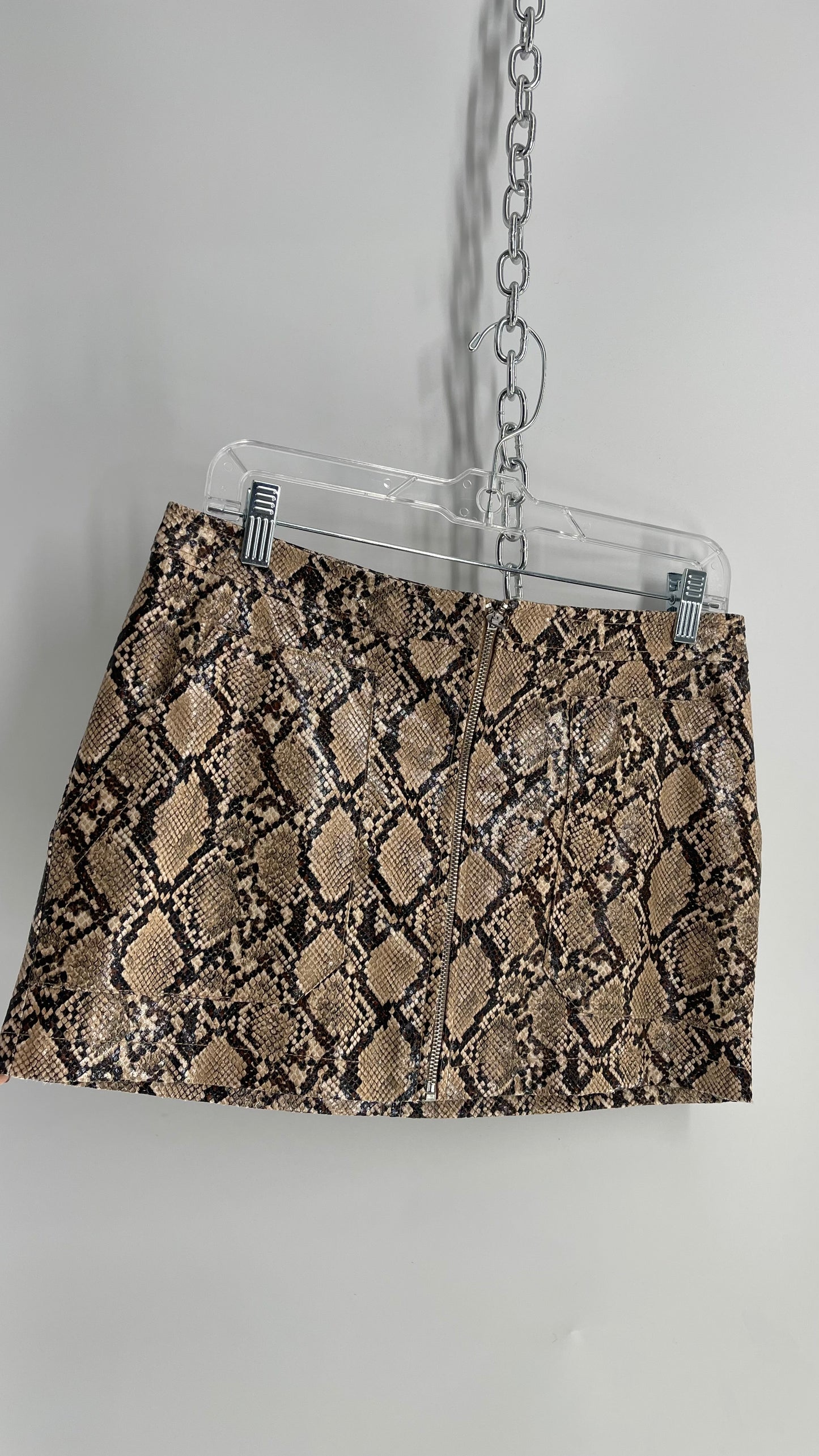 Free People Snakeskin Neutral Zip Front Mini Skirt (8)