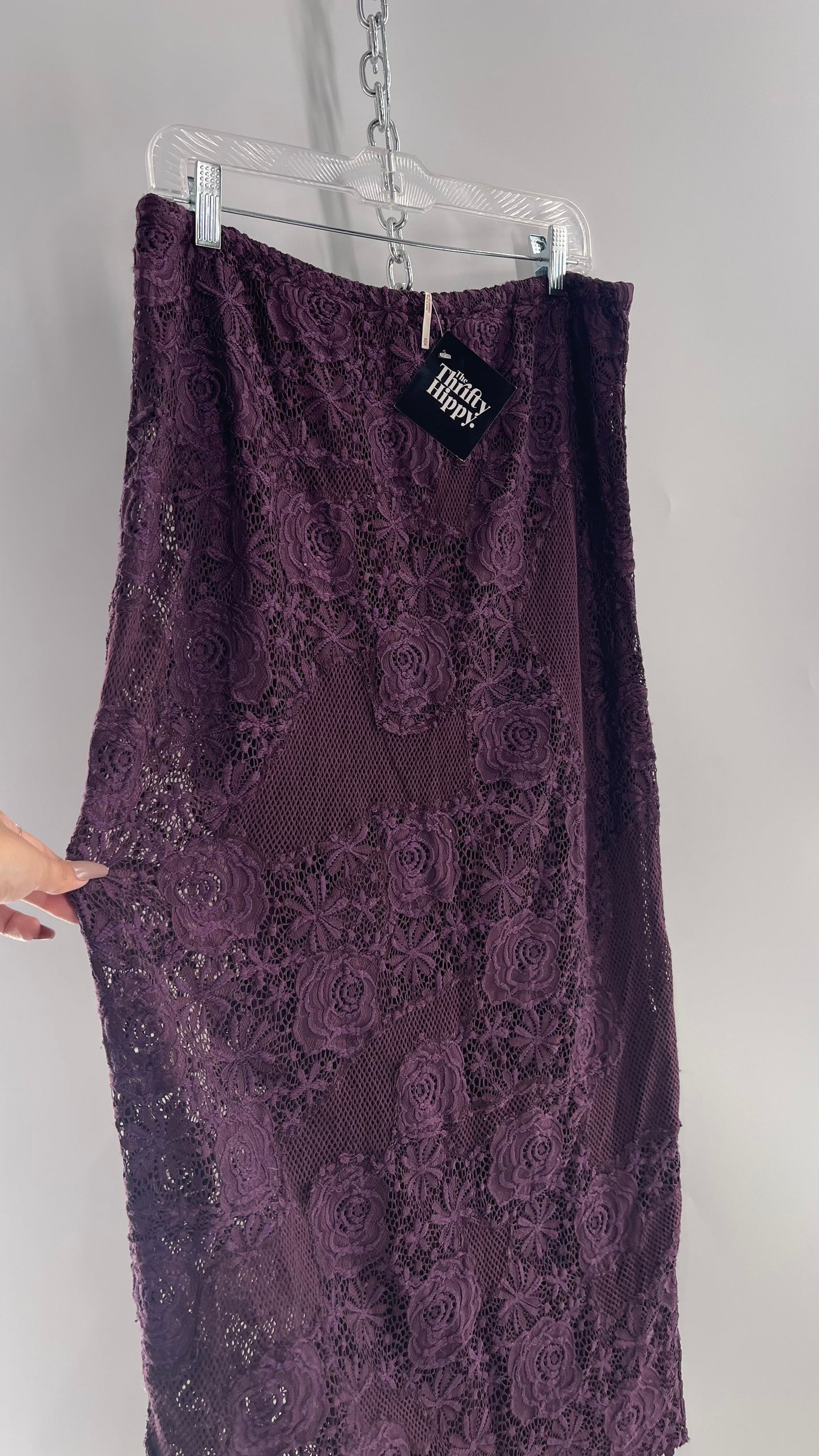 Free People Plum/Purple Lace Mesh Skirt with Tags Attached (Medium)