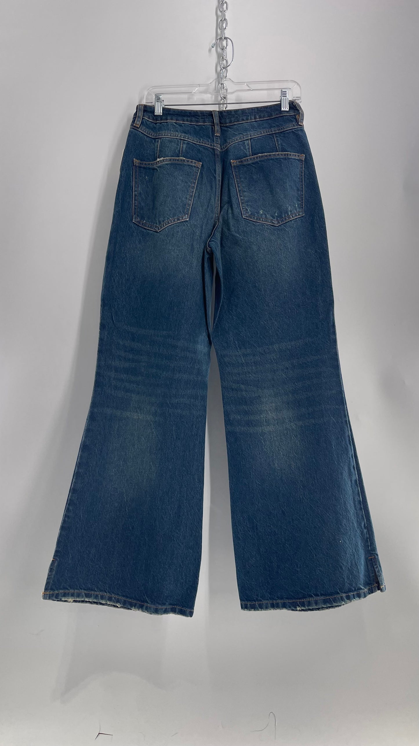 Free People Medium Wash Ripped Flare Jeans with Tags Attached (27)