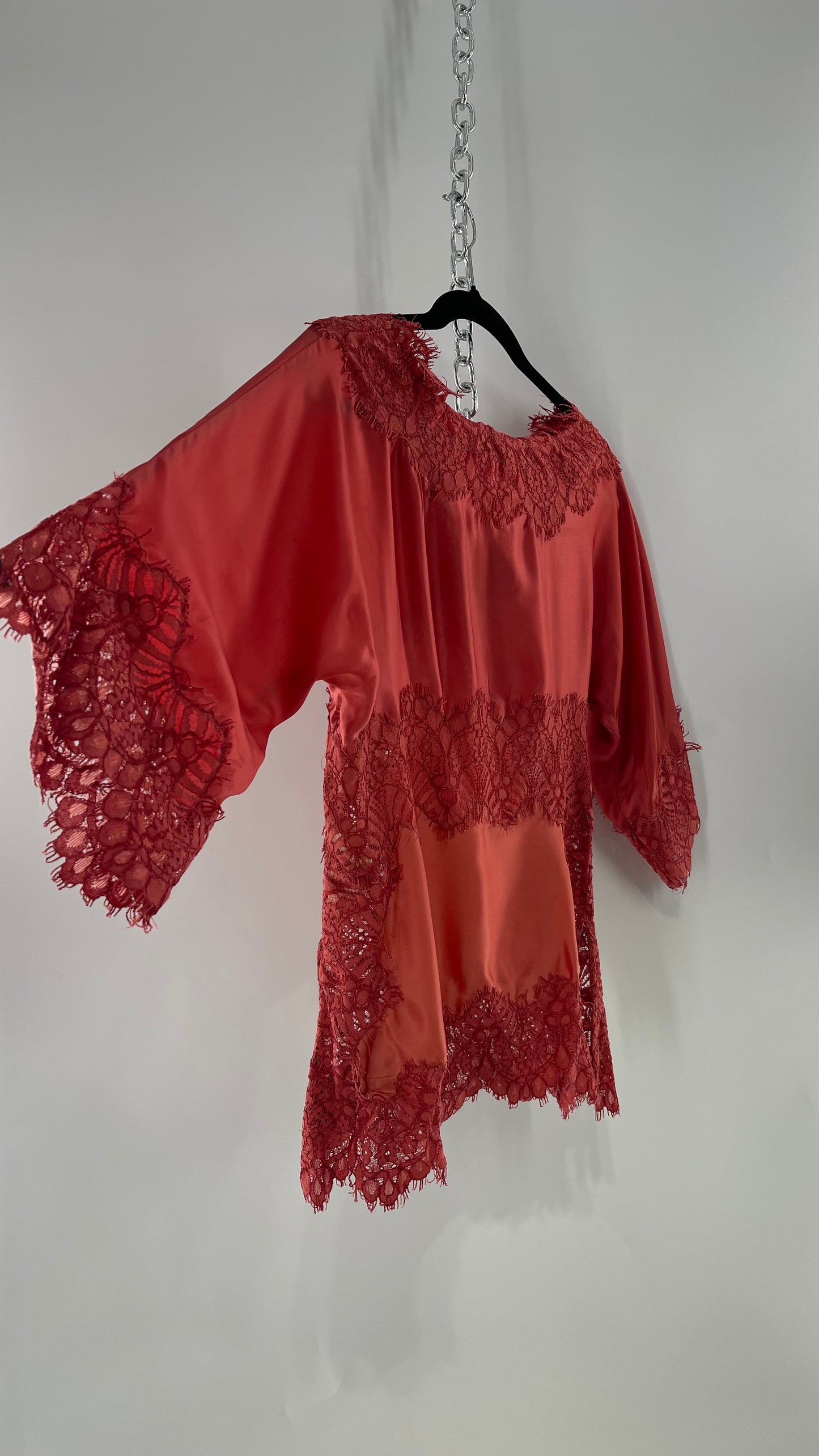 Moulinette Soeurs Vetements Silky Blouse with Thick Scalloped Lace Trim (XS)