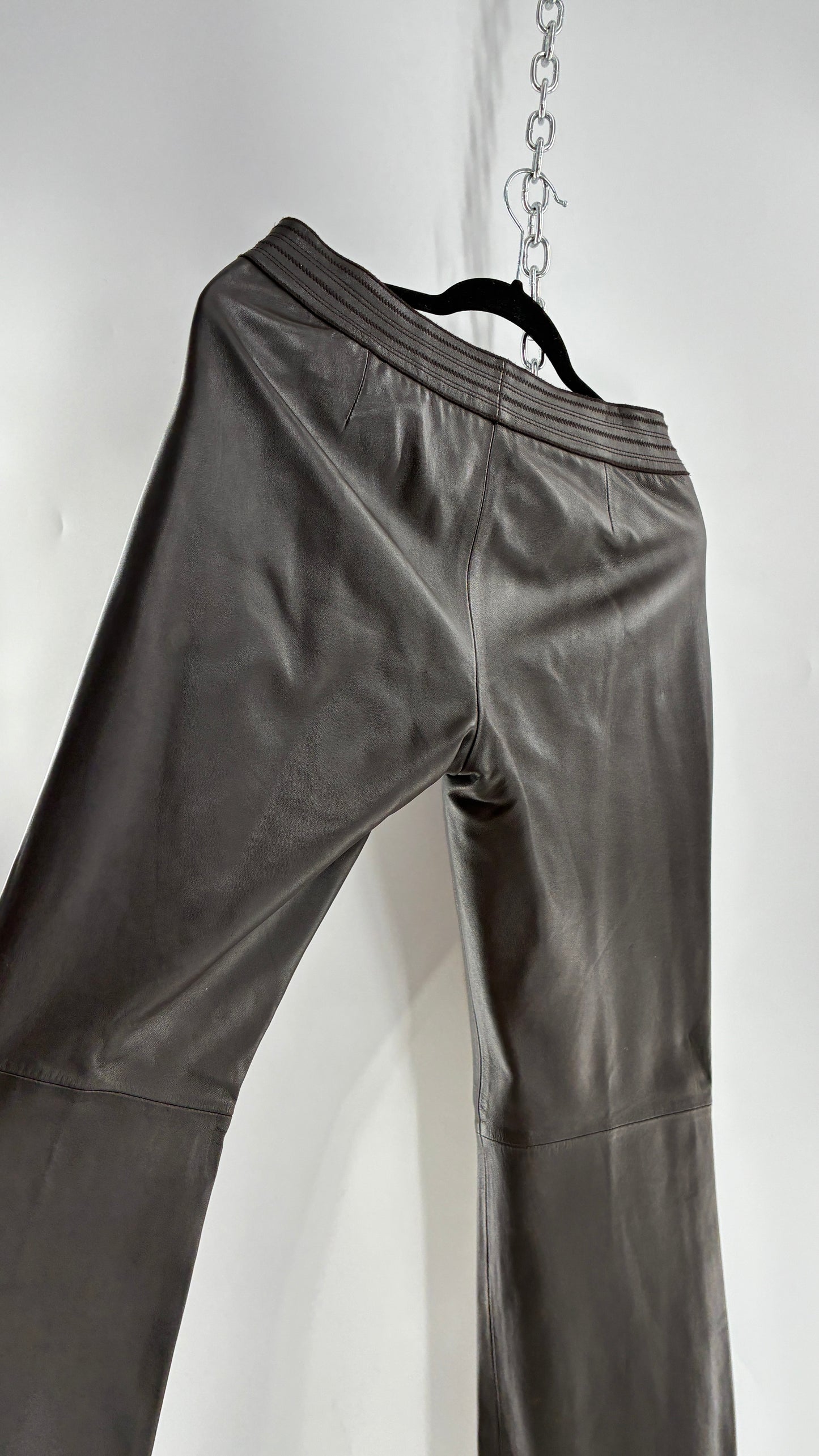Vintage ETCETERA Deep Brown Low Waisted Embroidered, Side Closure Pants with Bootcut Hem (4)