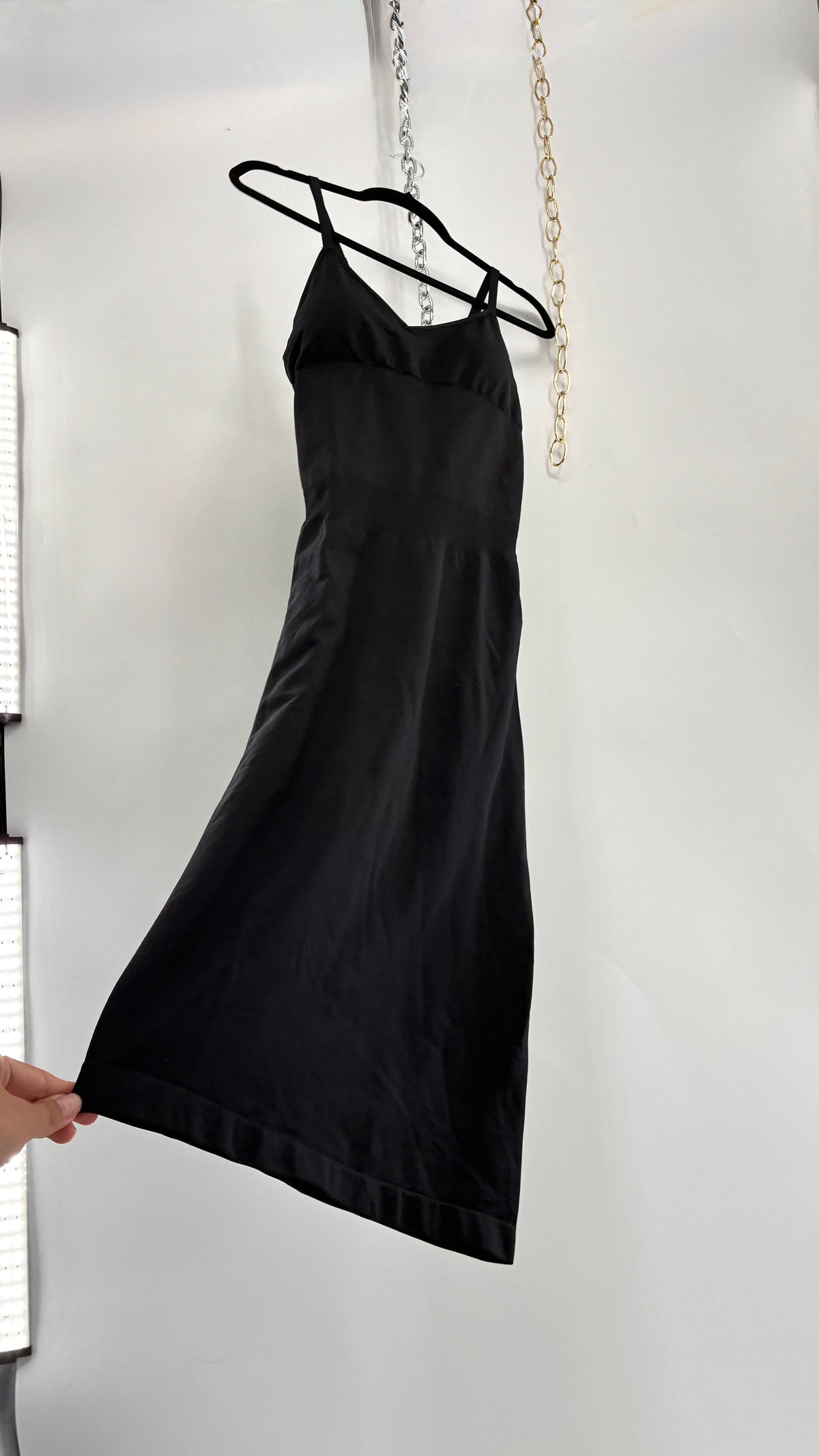 NWOT Black Spandex Thick Stretchy Midi Dress (M/L)