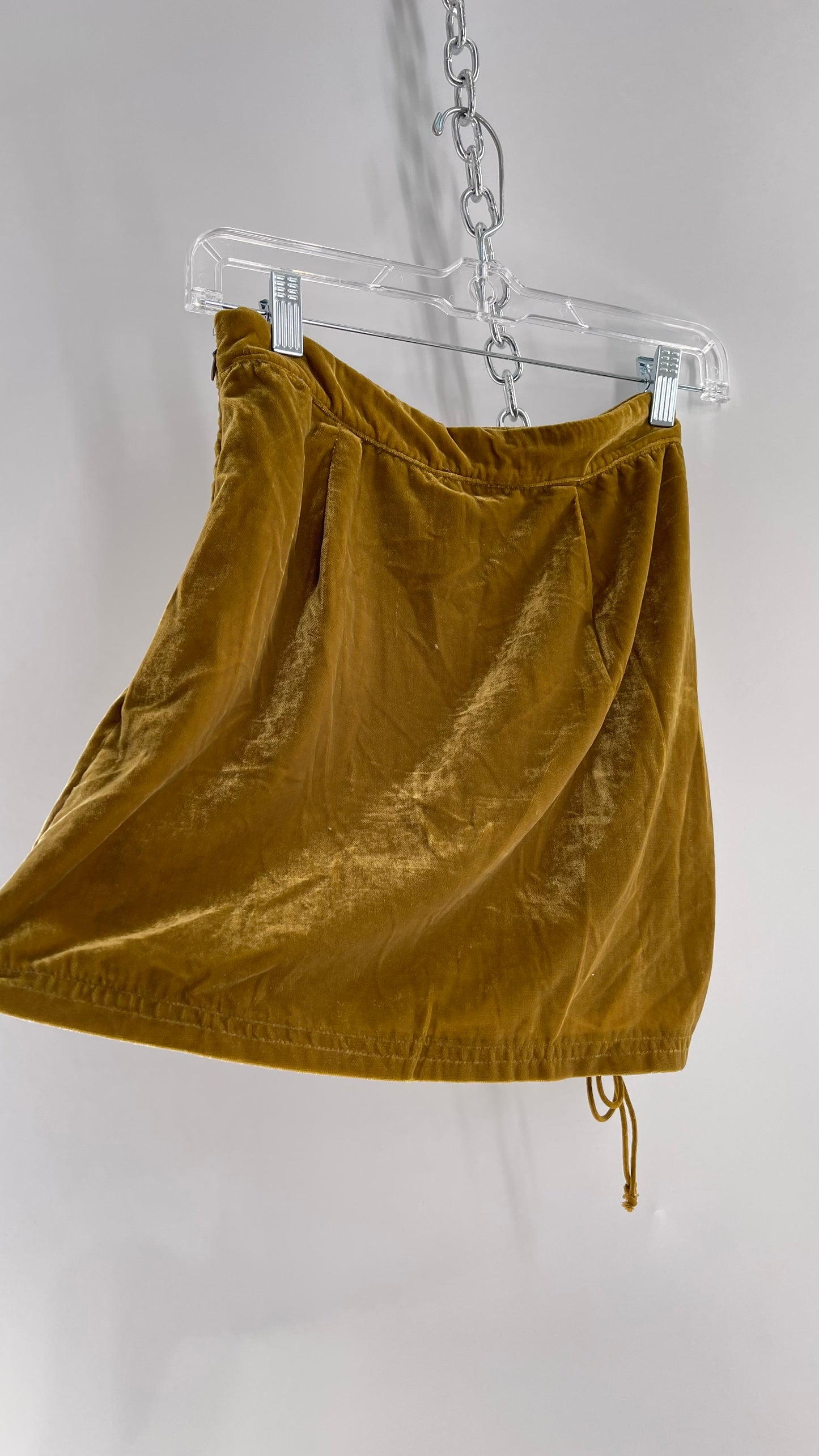 Free People Mustard Velvet Ruche Side Skirt (0)