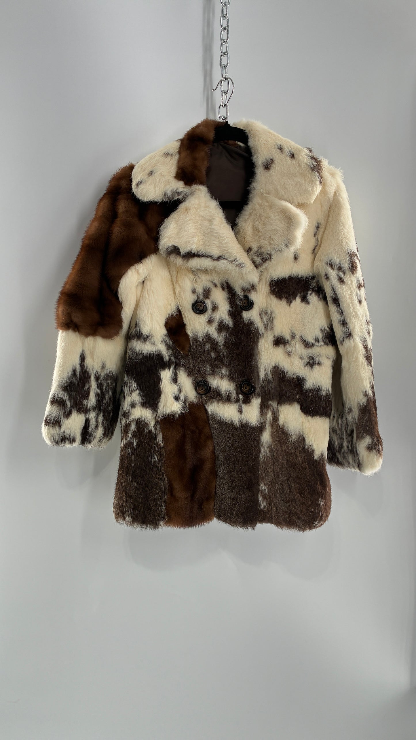 Vintage No Tags Handmade Patchwork Genuine Fur Coat (Medium)