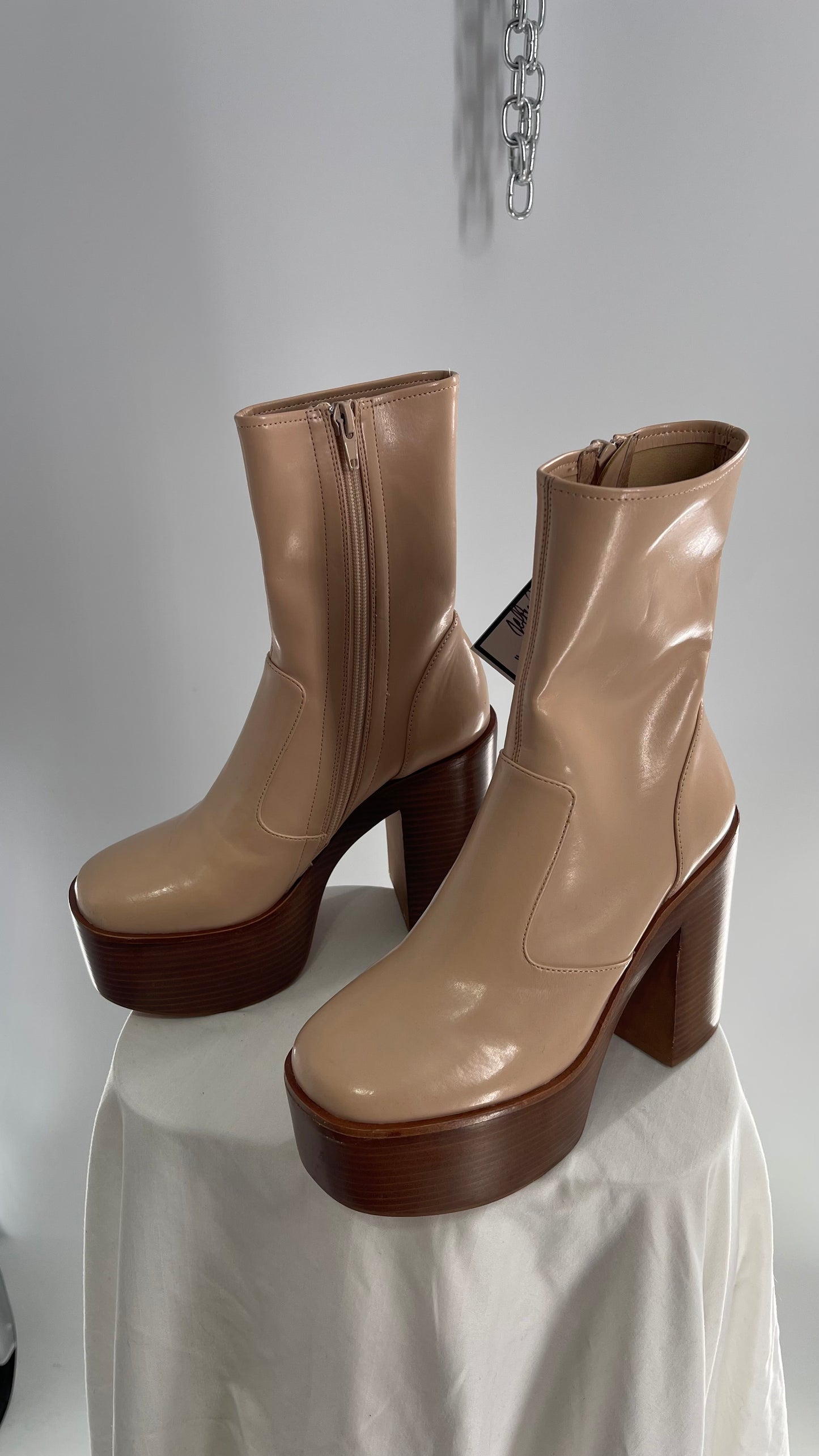 Jeffrey Campbell Mexique Beige Boot with Platform And Chunky Wooden Heel (6)