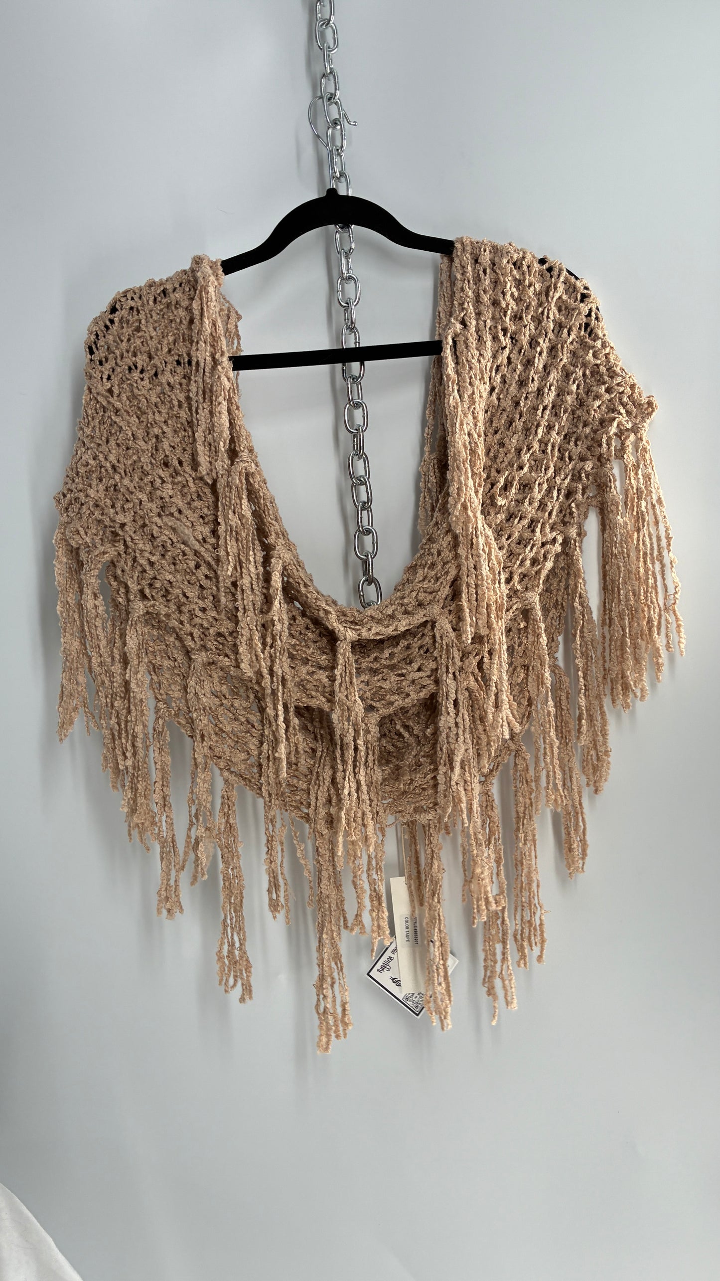 RUGGINE Beige Knit Ultra Hipster Scarf, Headscarf, Convertible Top with Tassels