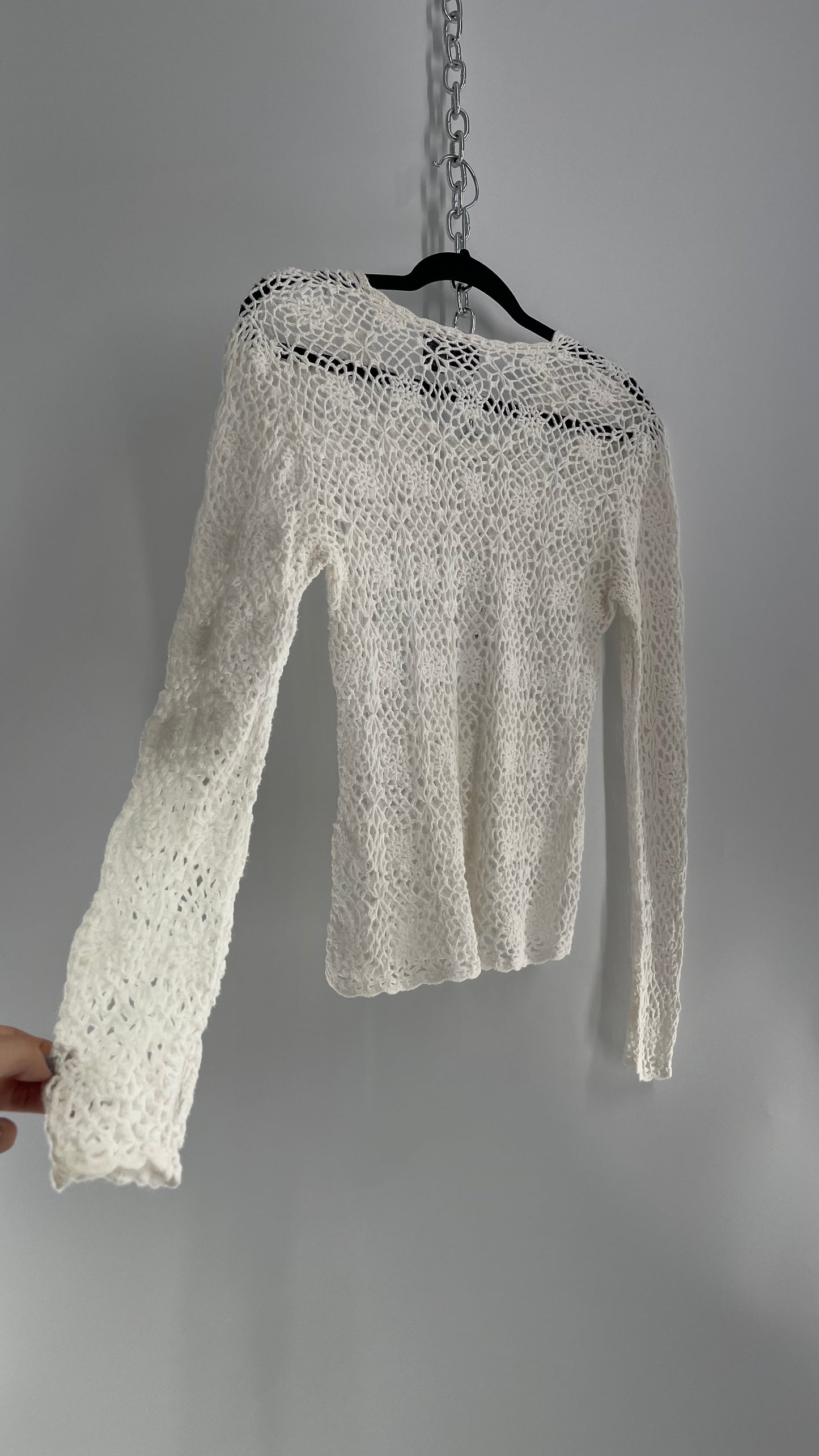 Vintage Crochet Long Sleeve Top (Medium)