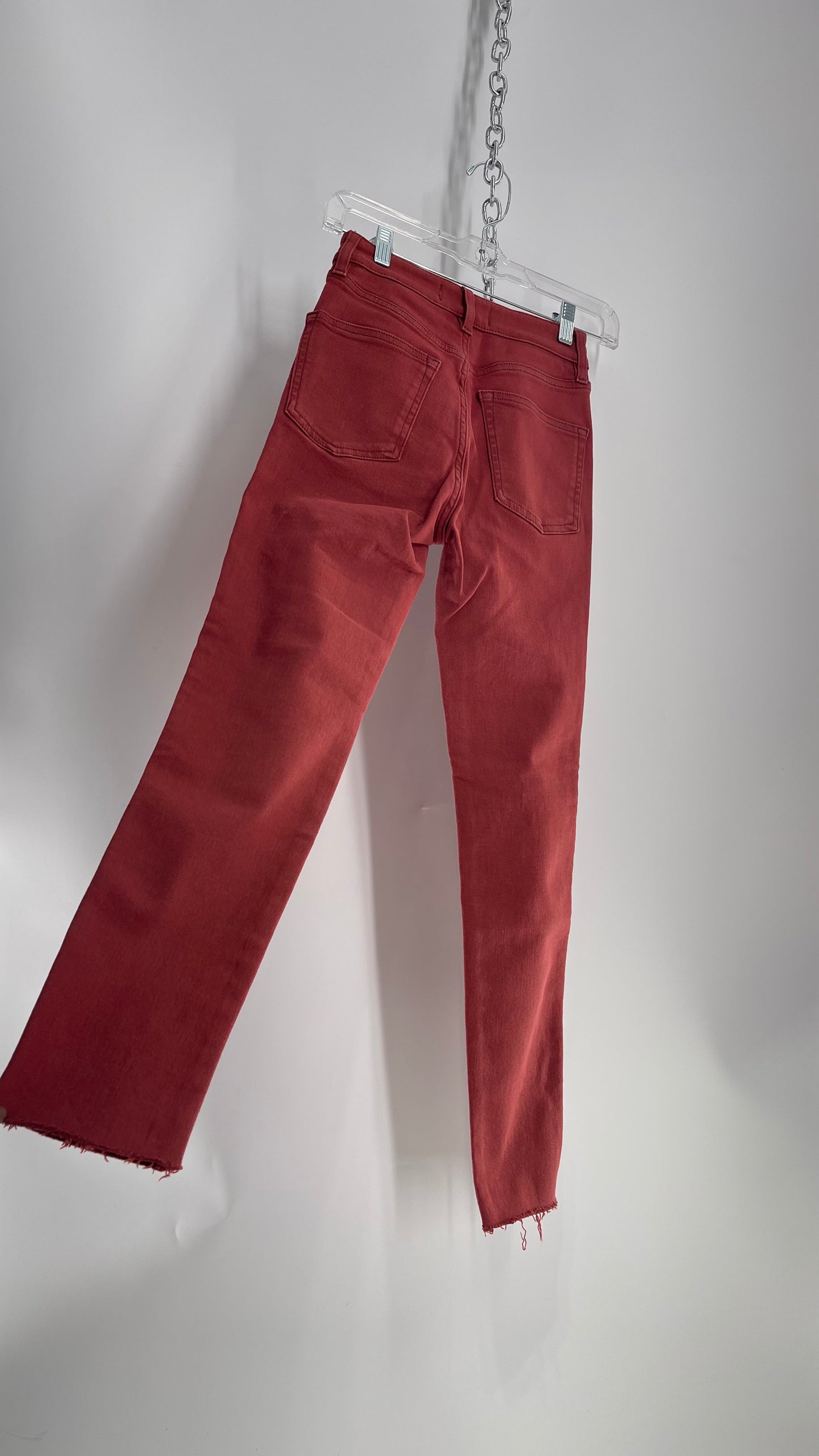 Free People Brick Red Distressed Hem Skinny Jeans with Tags Attached (26)